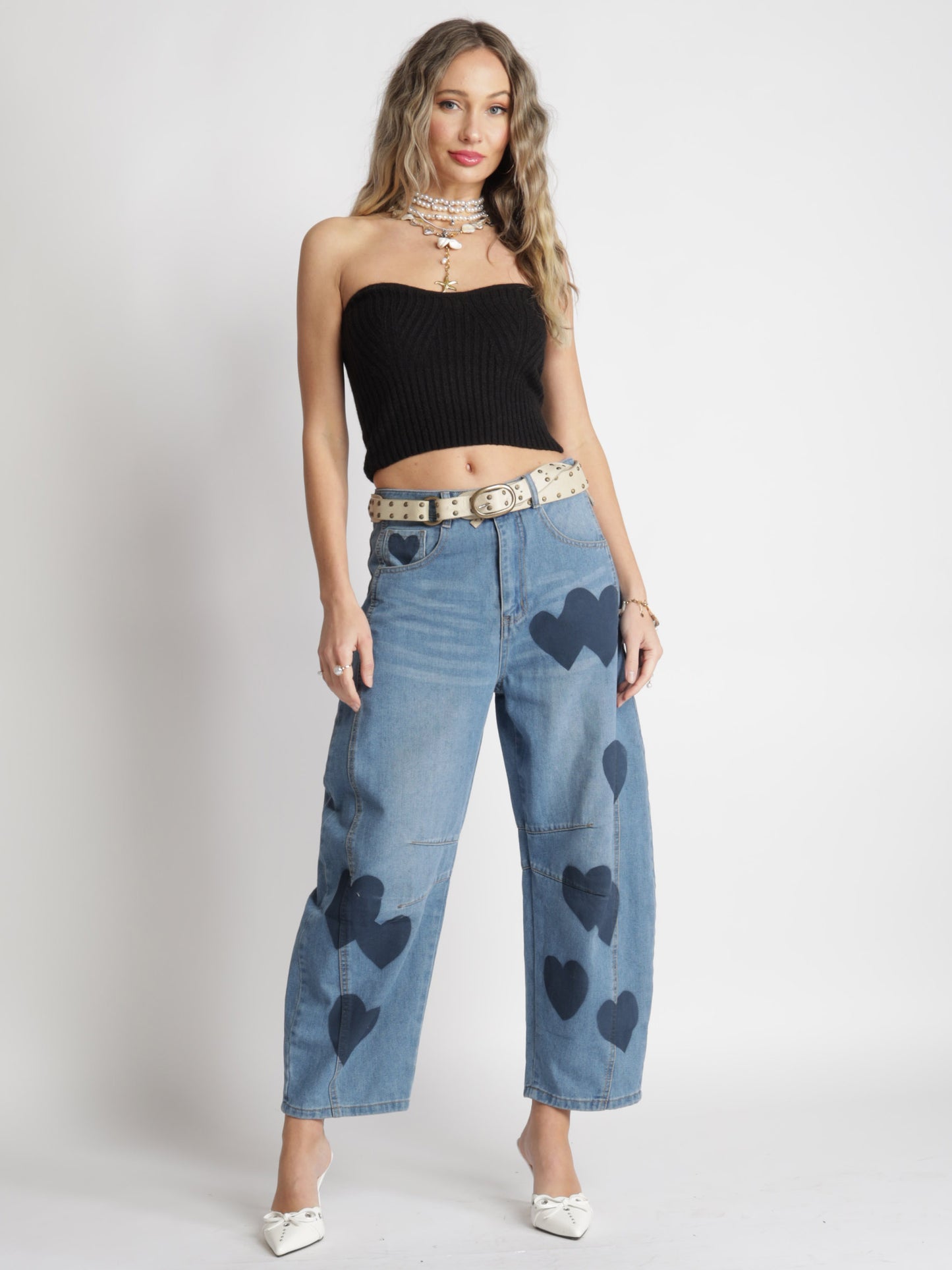 Heart High Rise Barrel Jeans