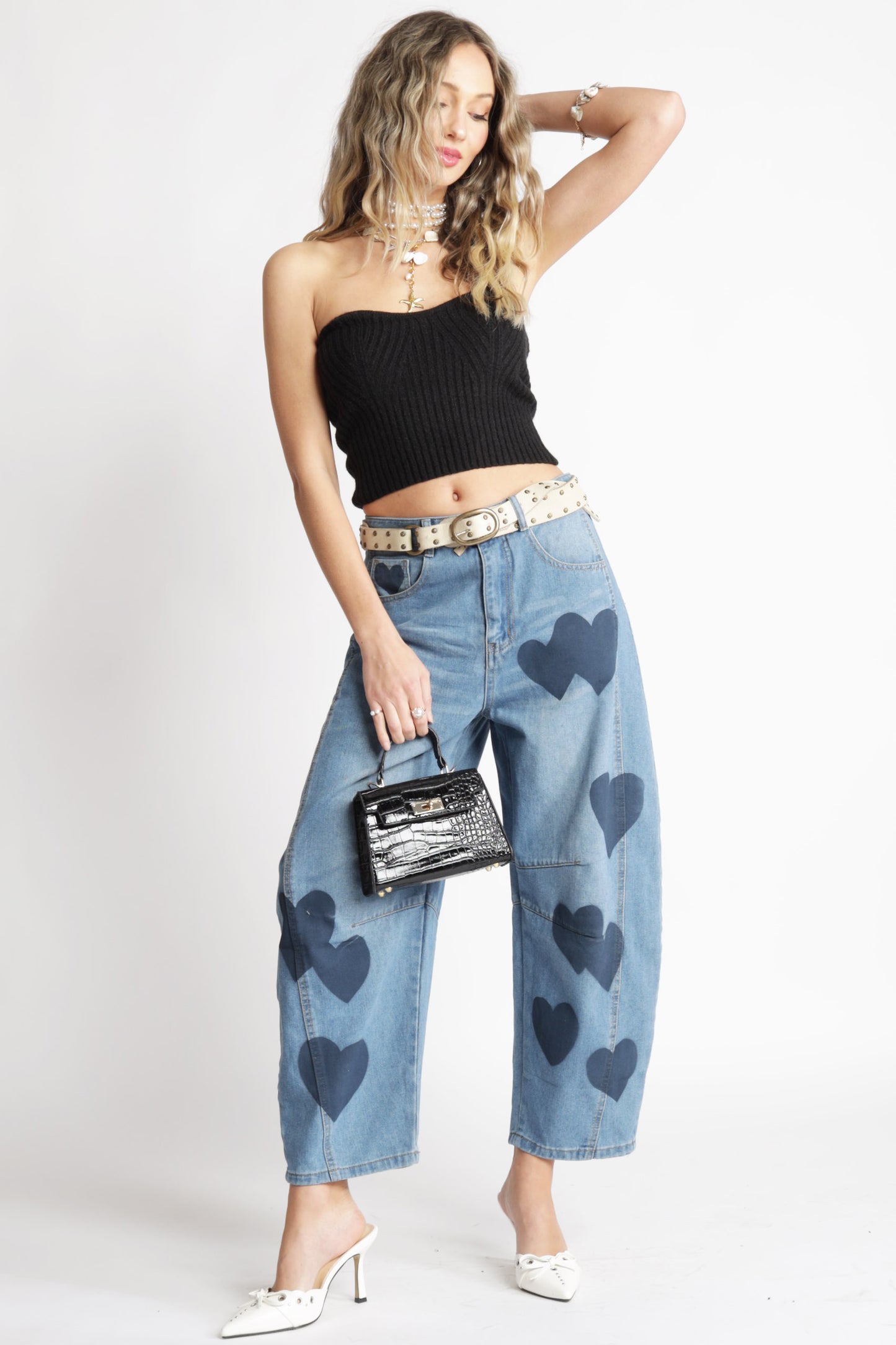 Heart High Rise Barrel Jeans