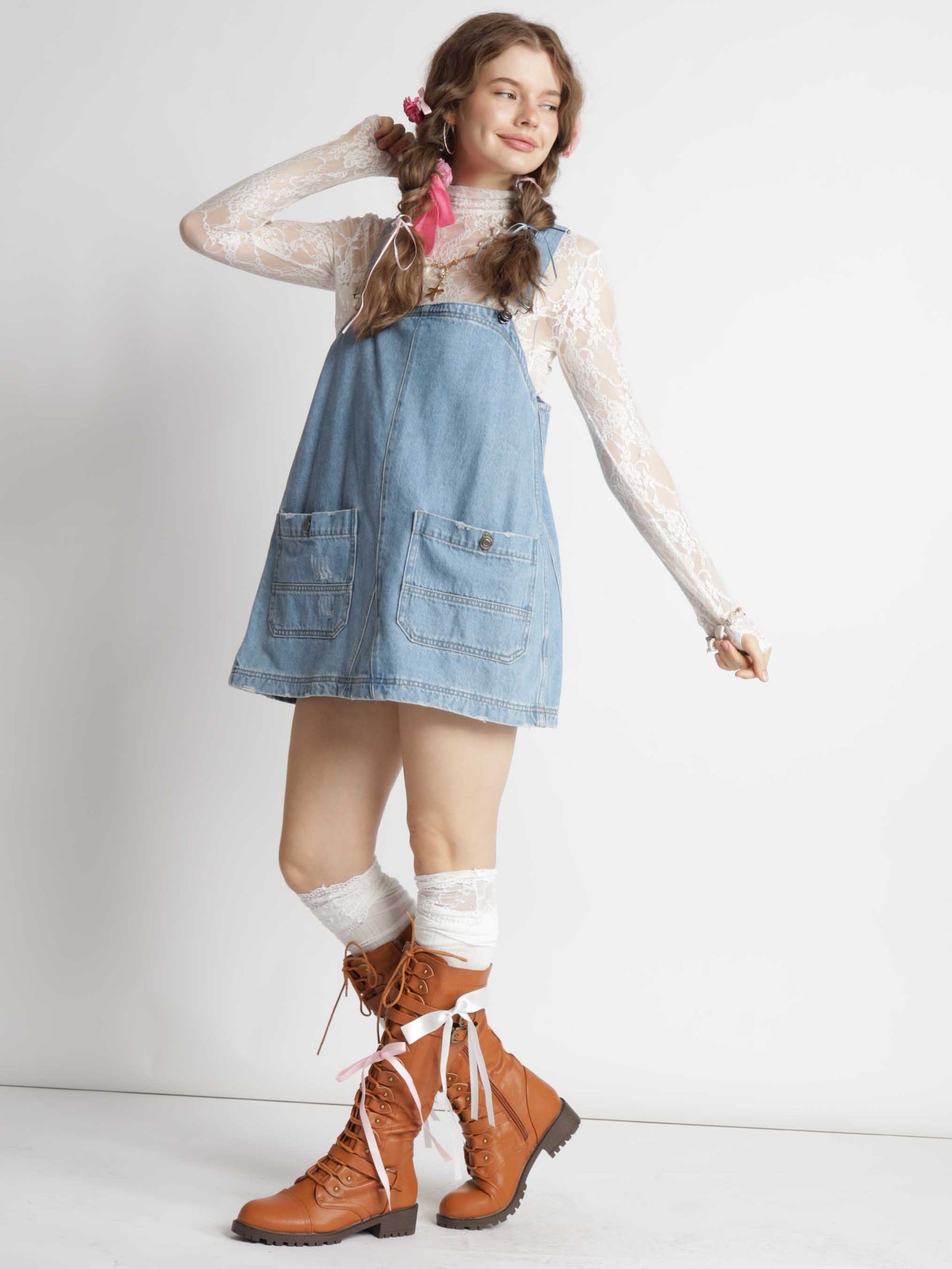 Denim Overall Tunic Mini Dress