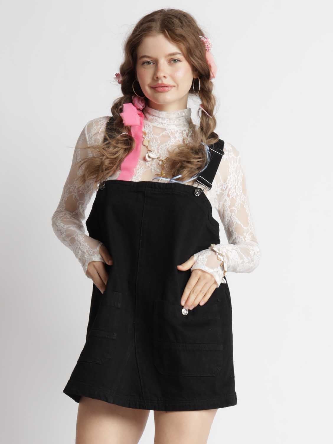 Denim Overall Tunic Mini Dress