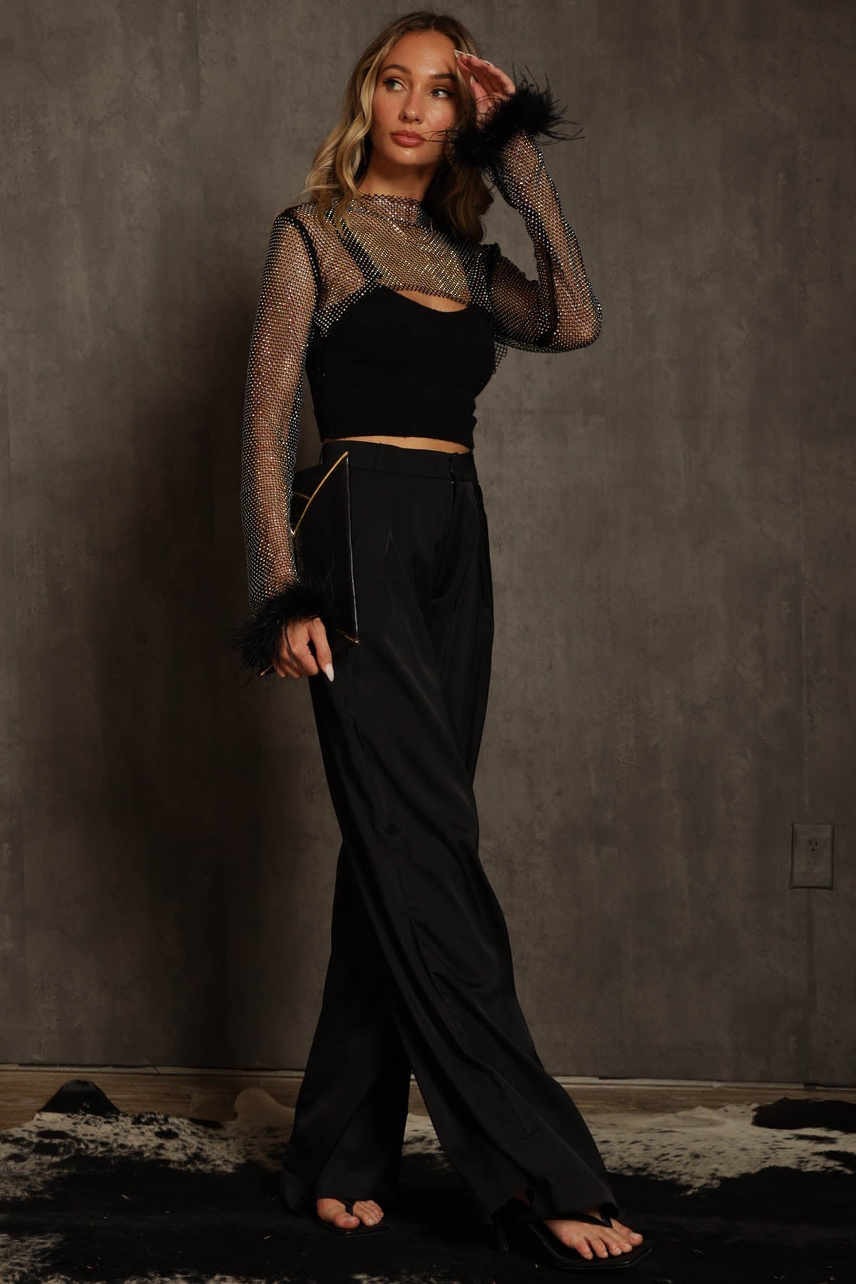 Minogue Satin Pleated Wide Leg Pants
