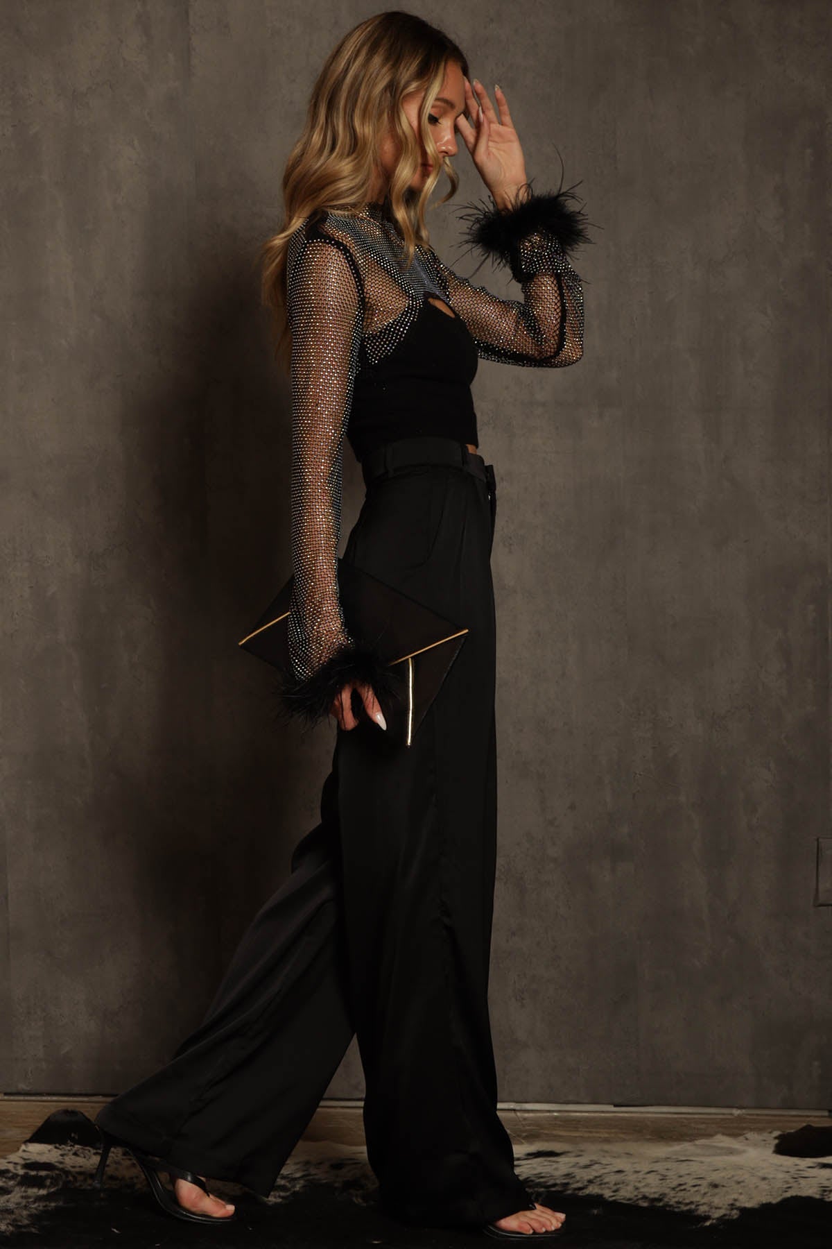 Minogue Satin Pleated Wide Leg Pants
