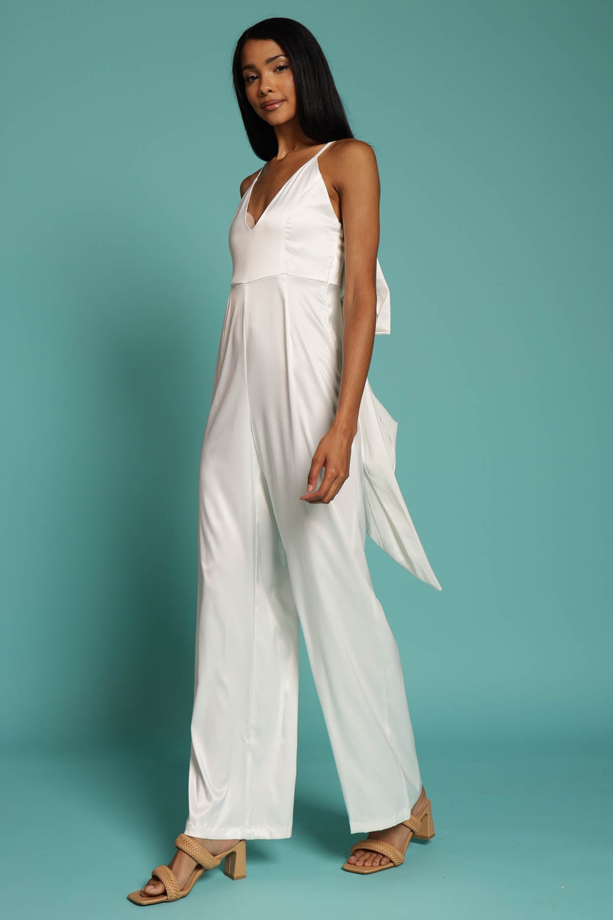 Nicoletta Satin Bow Jumpsuit