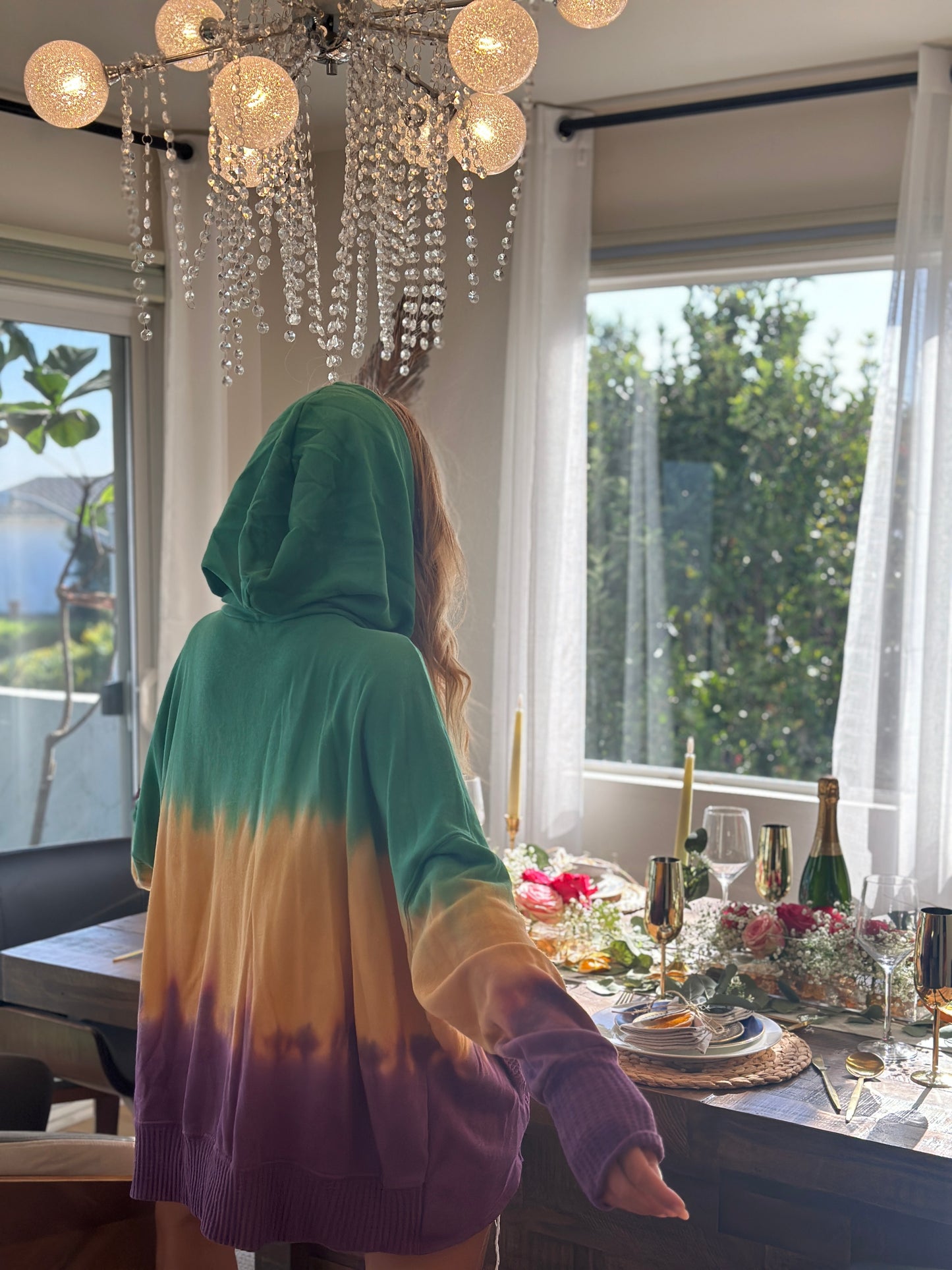 Mardi Gras Tie Dye Hooded Sweatshirts