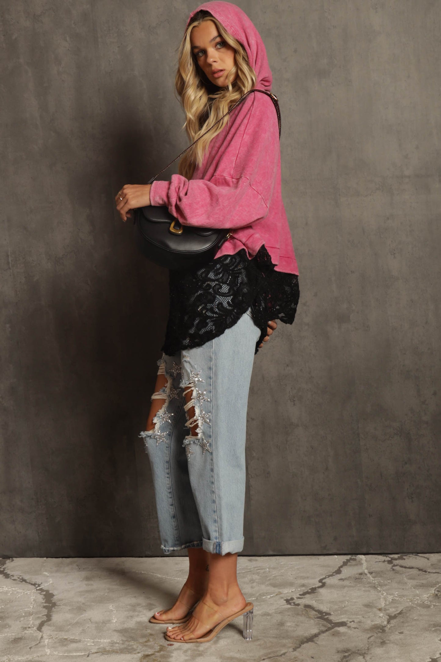 Reese Mineral Washed French Terry Hooded Top