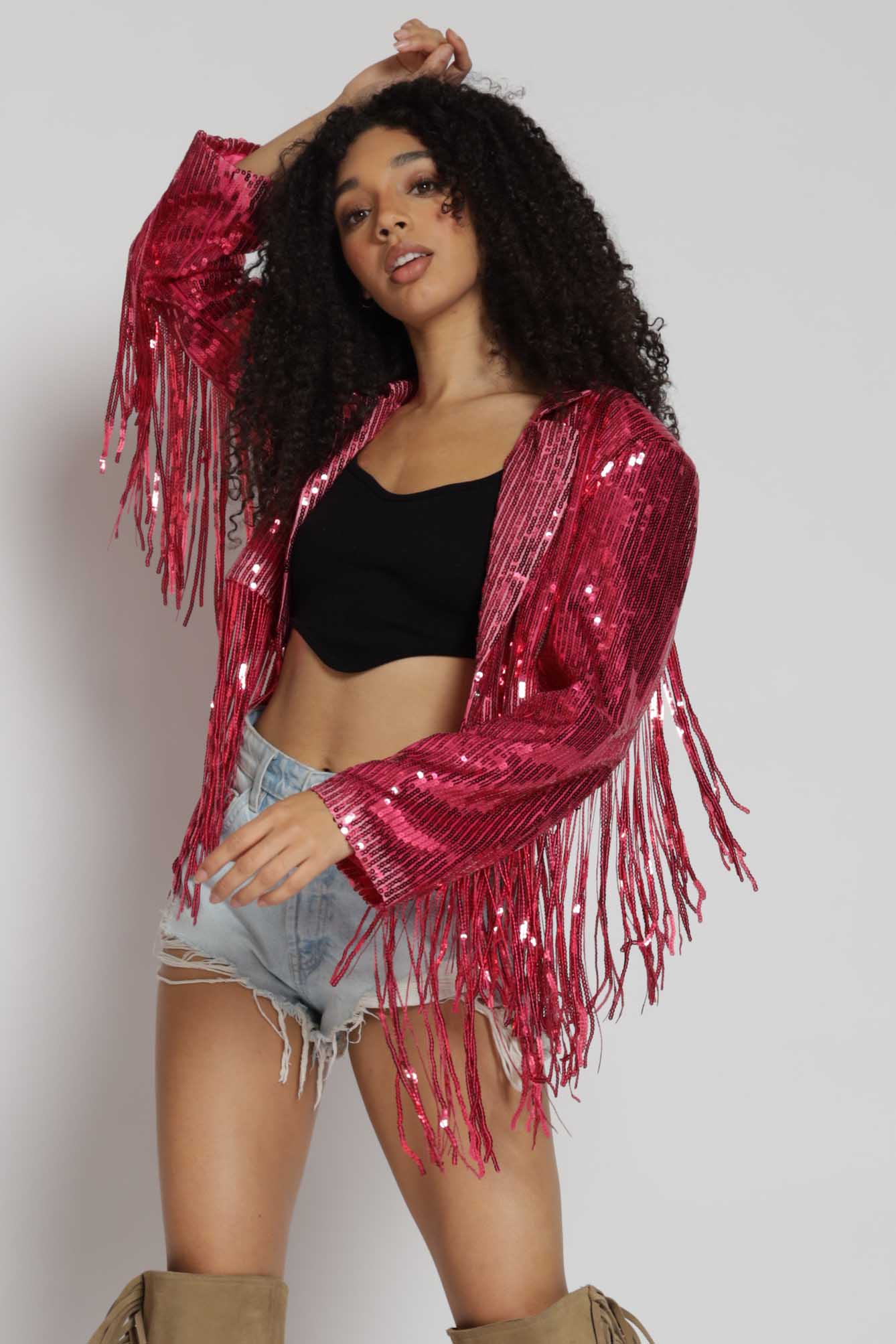 Dolly Sequin Fringe Jacket