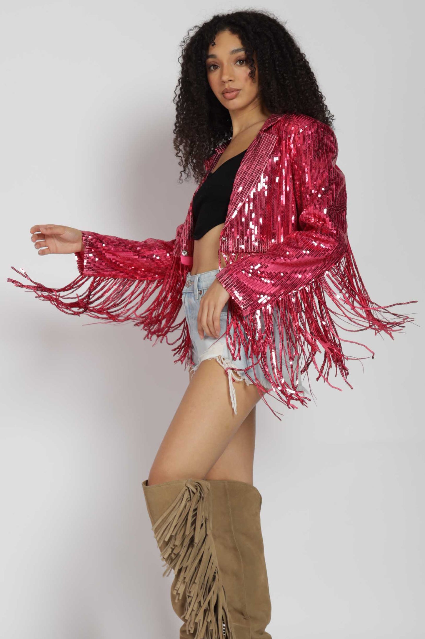 Dolly Sequin Fringe Jacket
