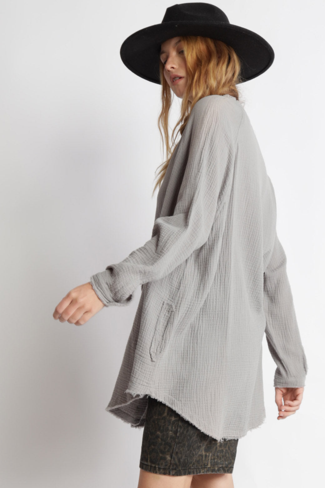 You My Favorite Cotton Pocketed Vintage Washed Tunic Shirts
