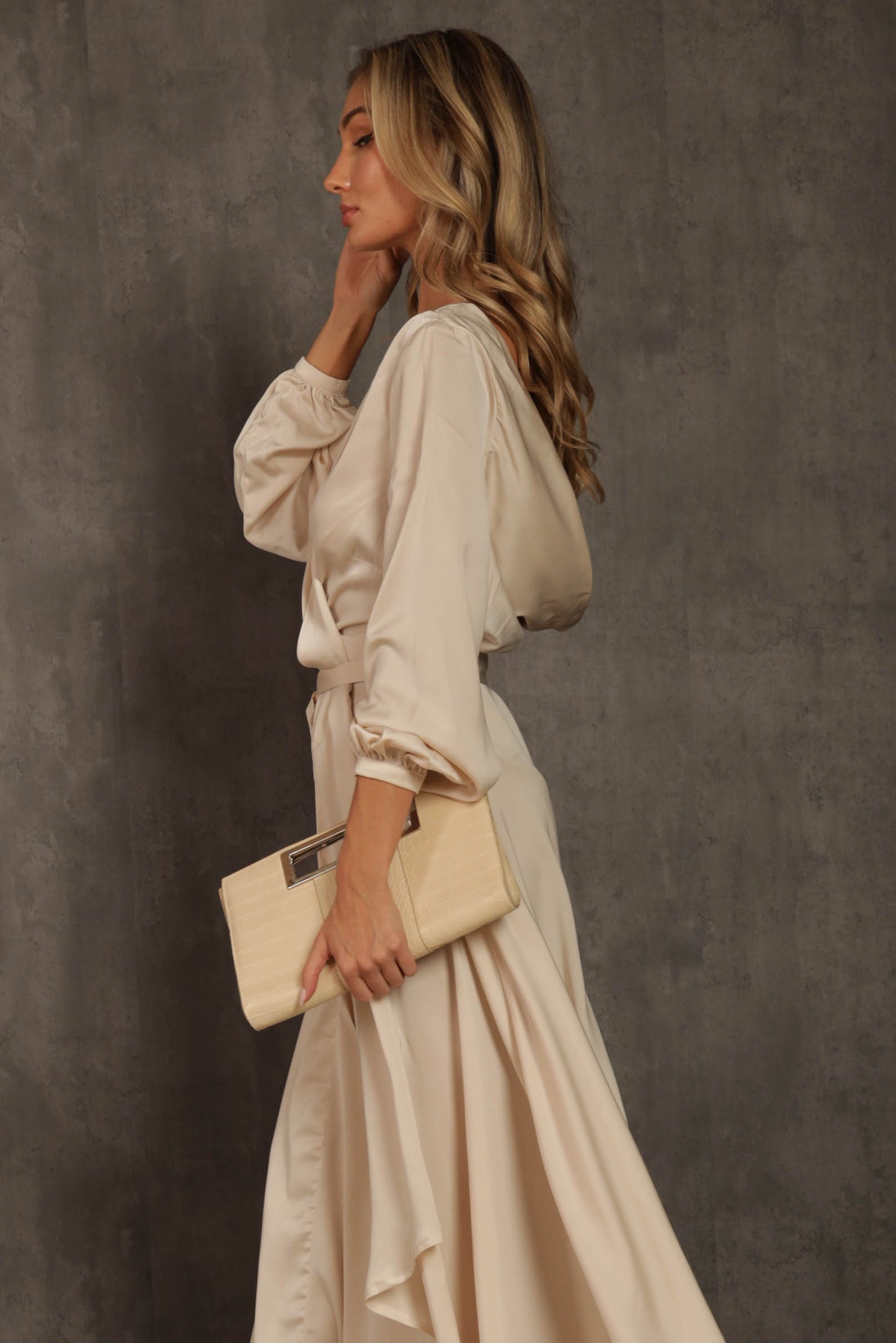 Yuma Satin Wrap Maxi Dress