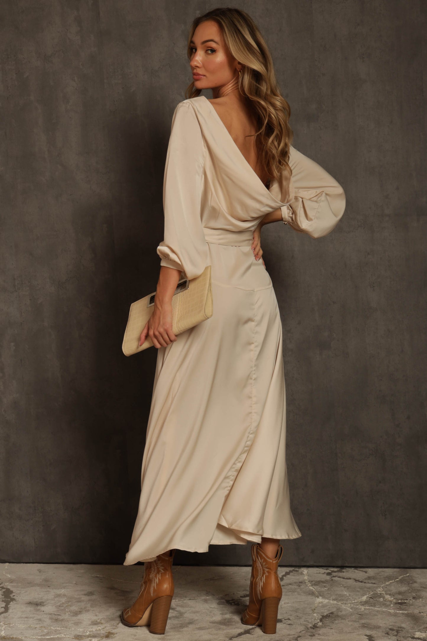 Yuma Satin Wrap Maxi Dress