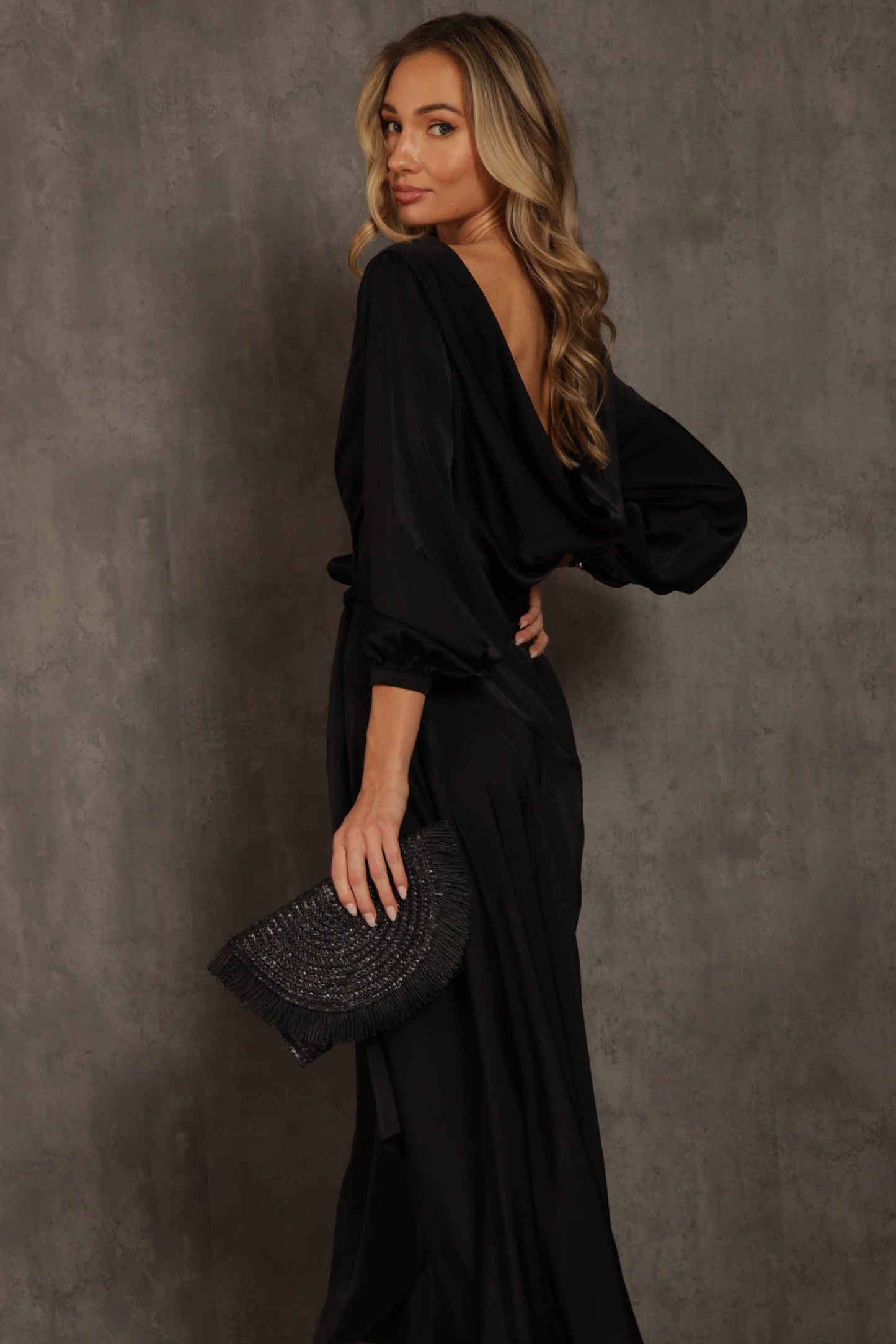 Yuma Satin Wrap Maxi Dress