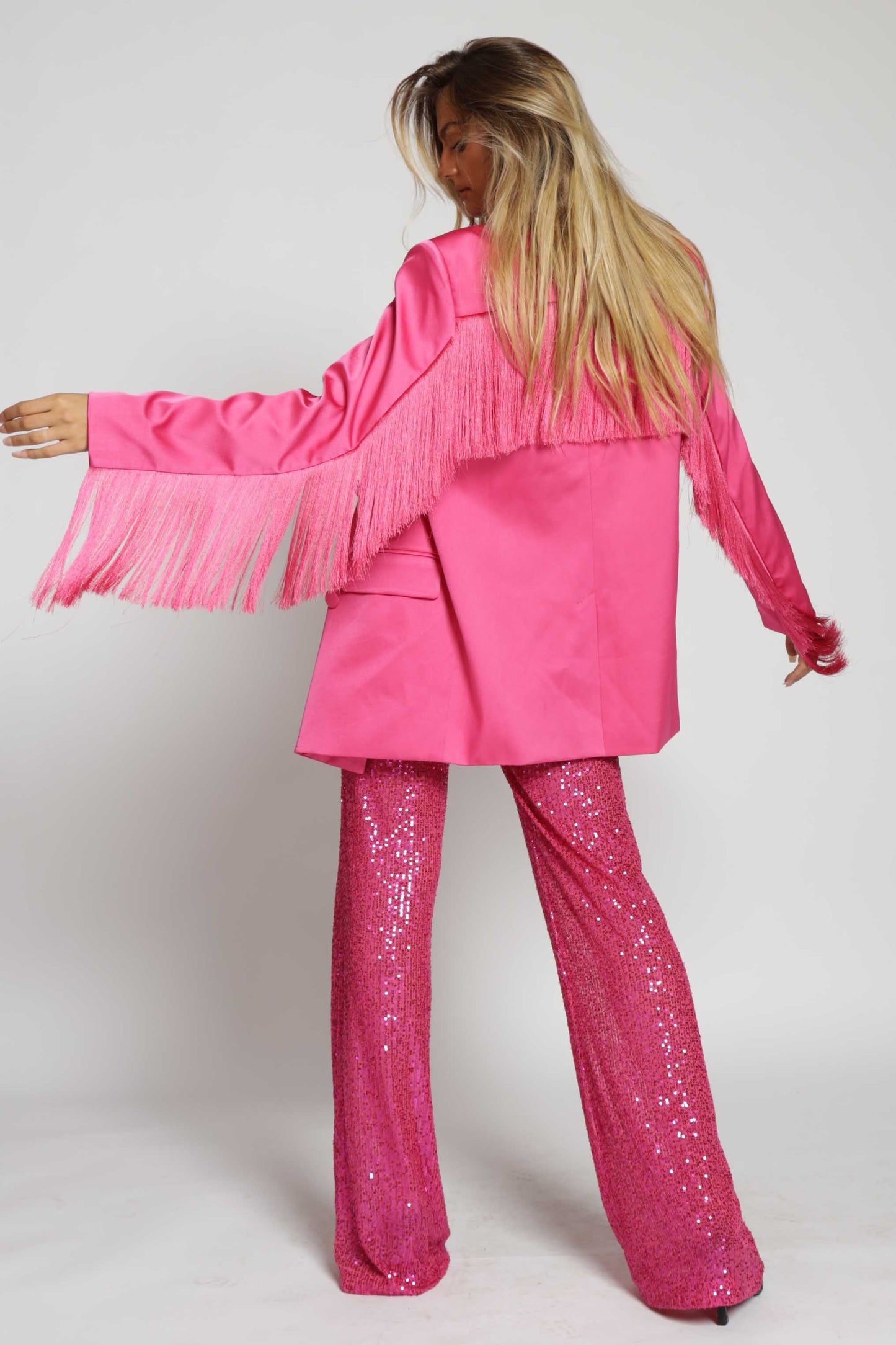 Fringe Satin Blazer