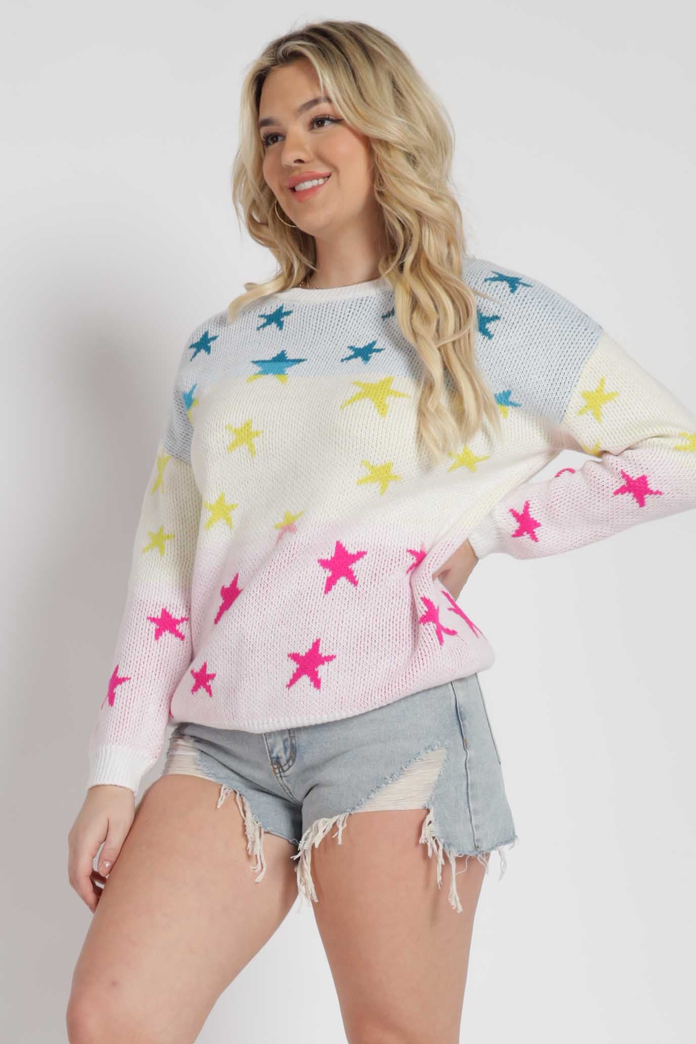 Asana Rainbow Star Print Sweater
