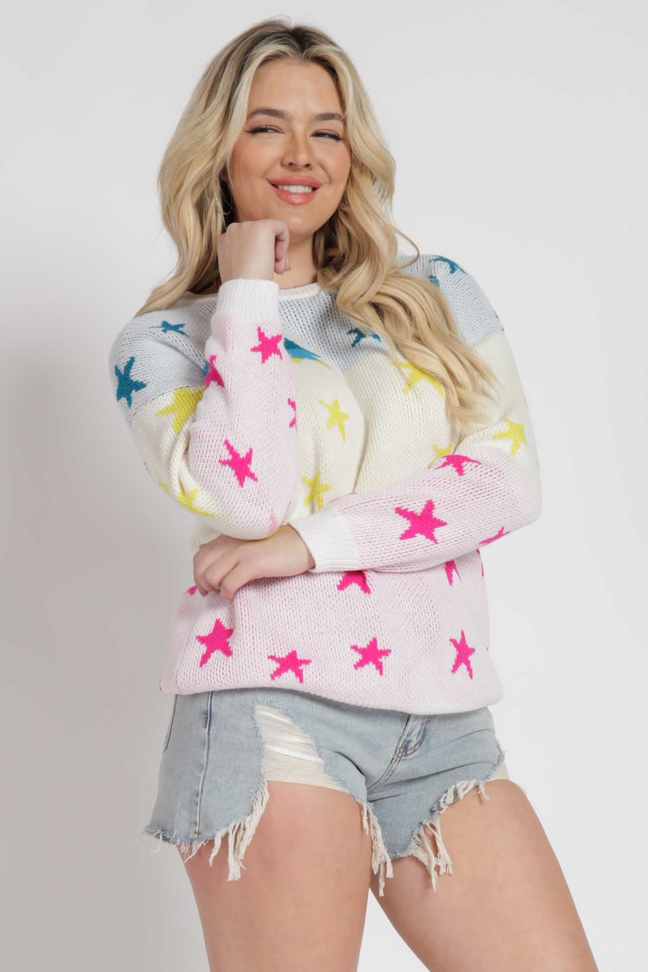 Asana Rainbow Star Print Sweater