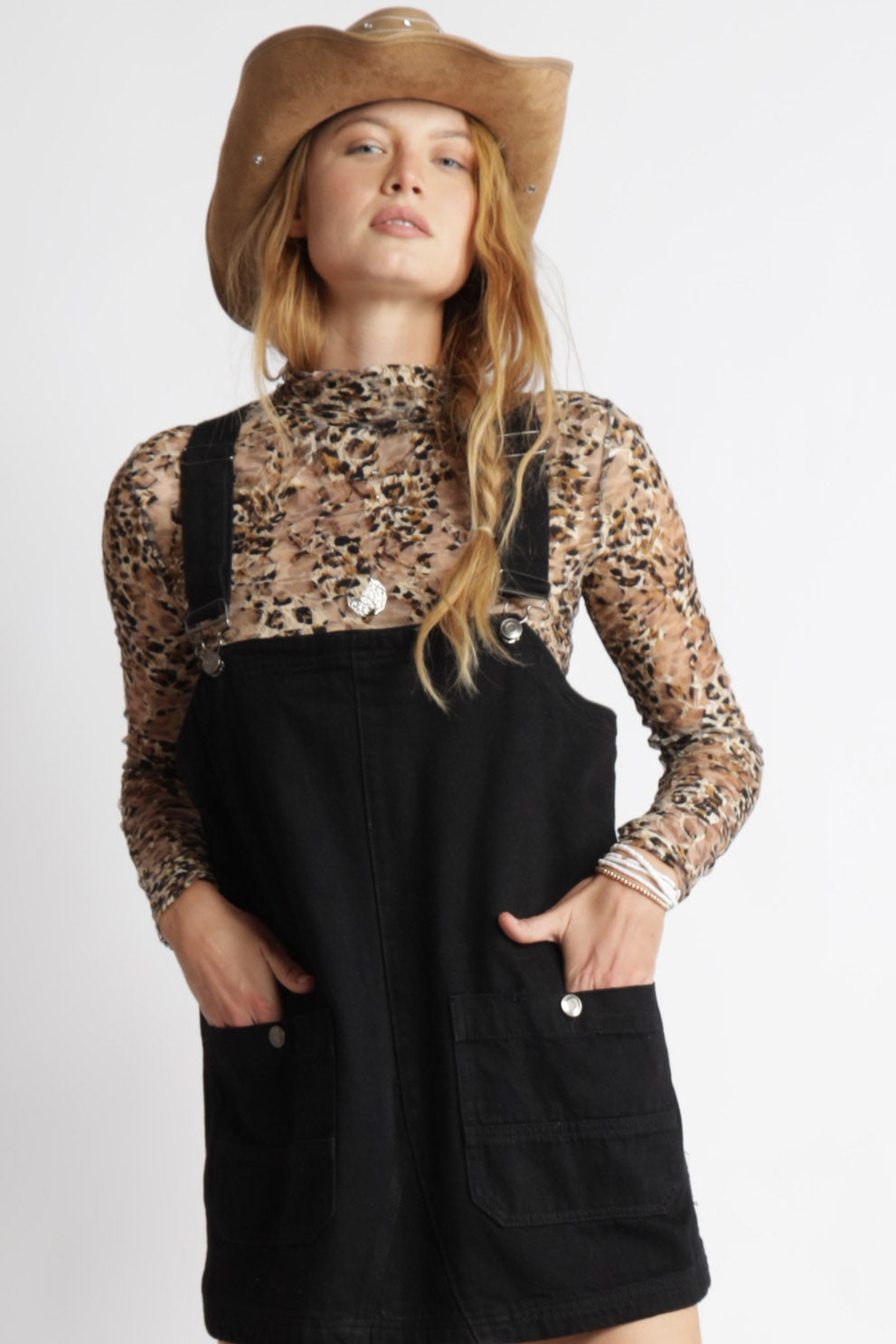 Denim Overall Tunic Mini Dress