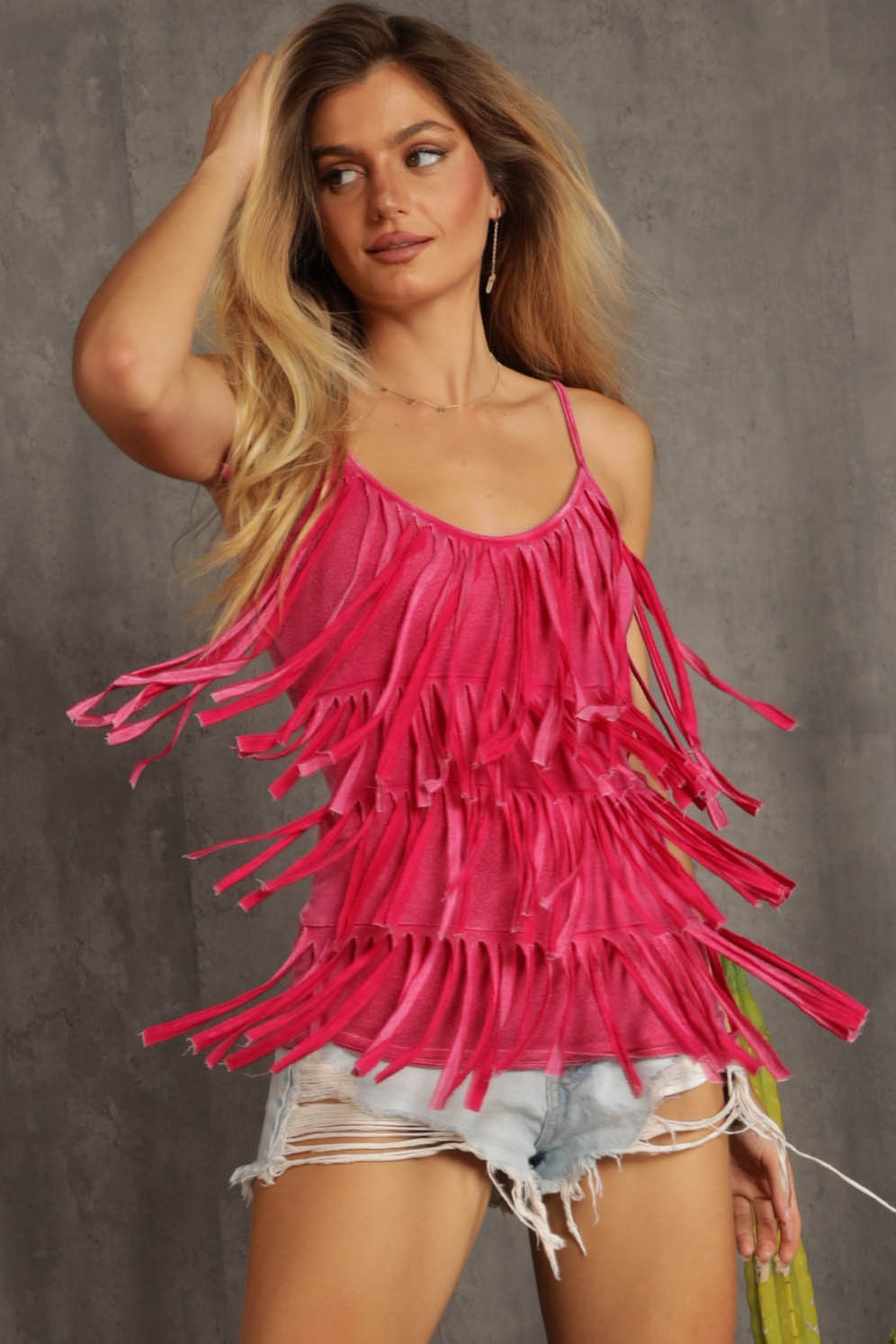 Nyssa Mineral Dyed Fringe Top