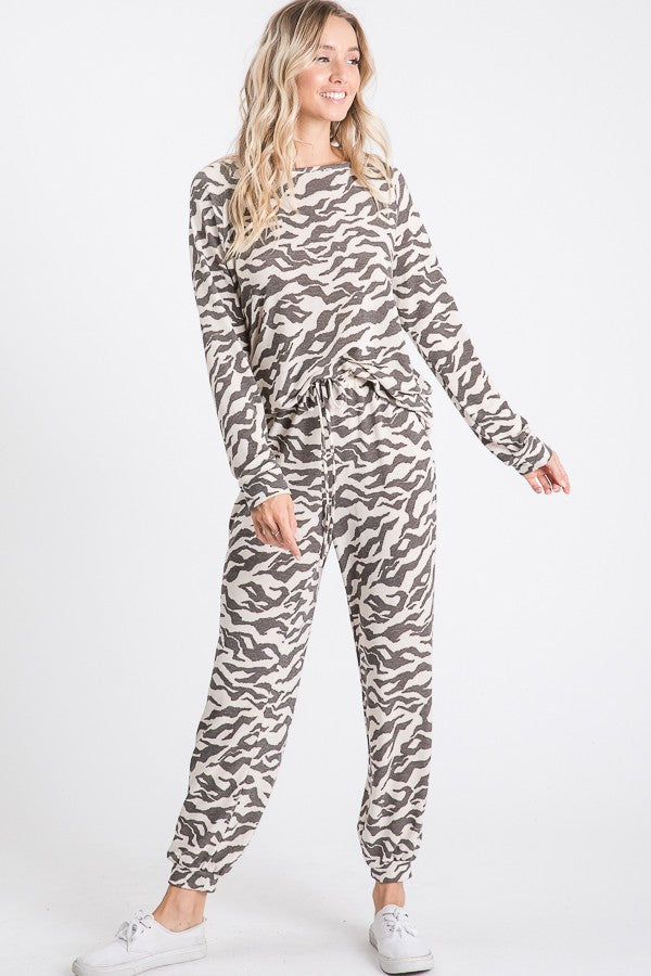 Tayshia Animal Print French Terry Sweatpants