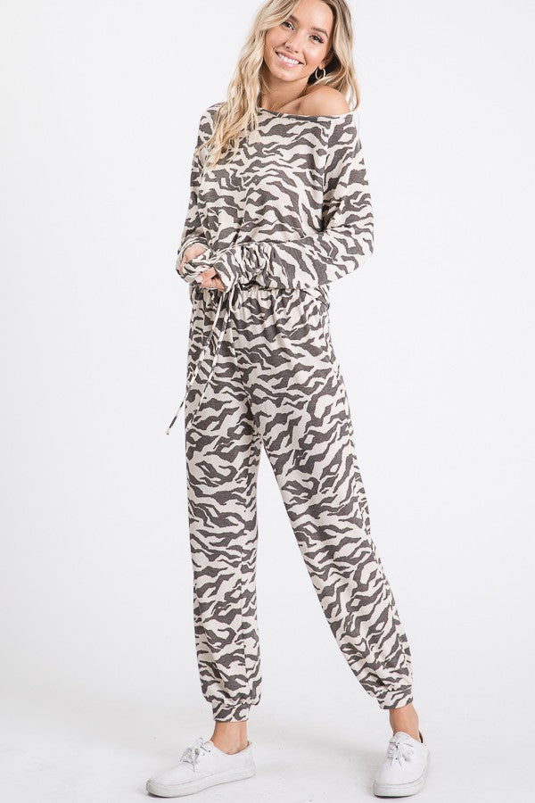 Tayshia Animal Print French Terry Sweatpants