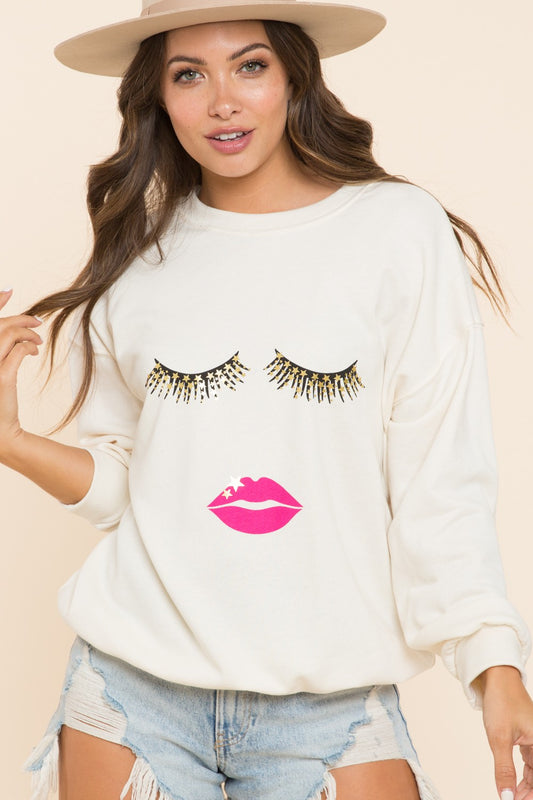 Eyelashes Printed Sweatshirts