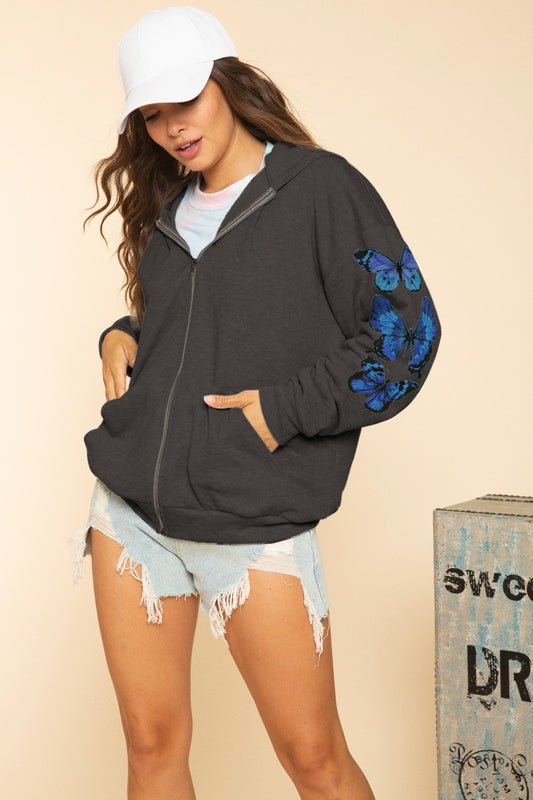 Butterflies French Terry Hooded Sweat Jackets