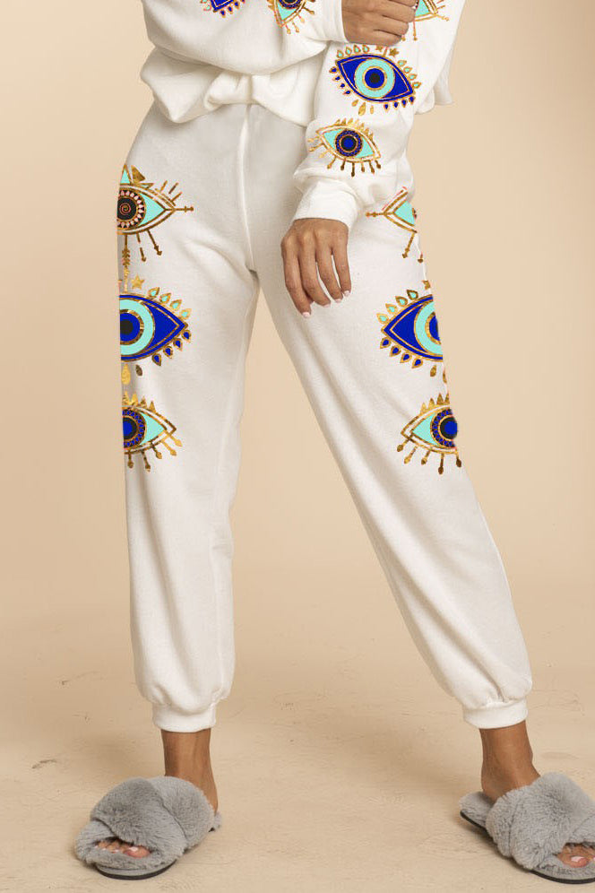 Evil Eyes Printed French Terry Sweatpants