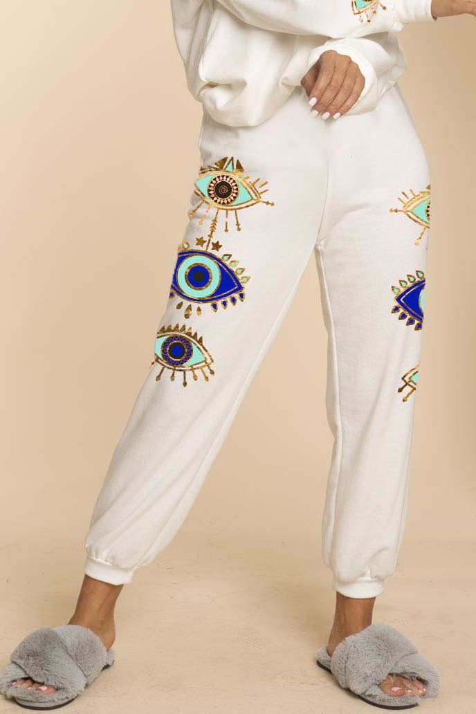 Evil Eyes Printed French Terry Sweatpants