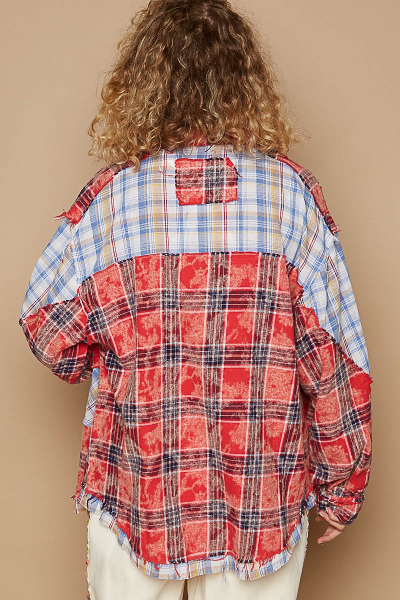 Oversized Long Sleeve Plaid Buttondown Shirts