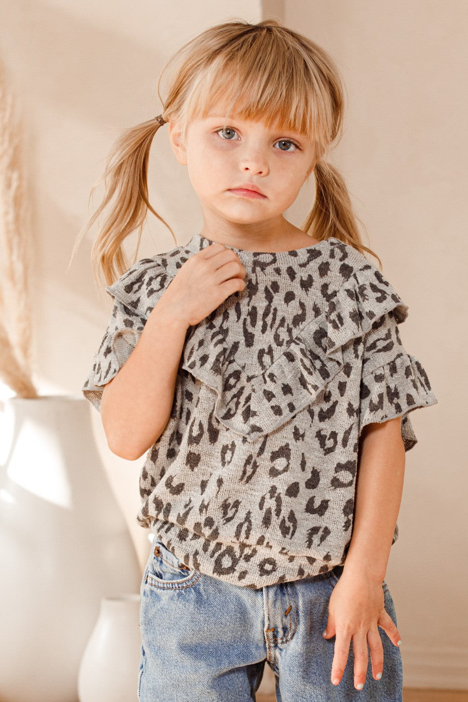 Oddi Leopard Ruffle Top