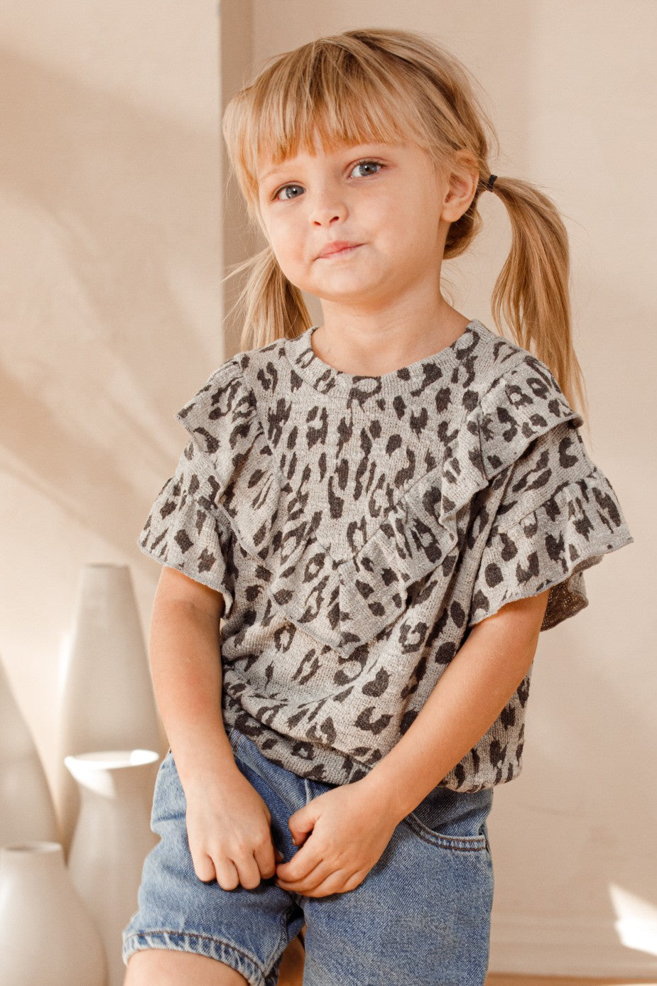 Oddi Leopard Ruffle Top