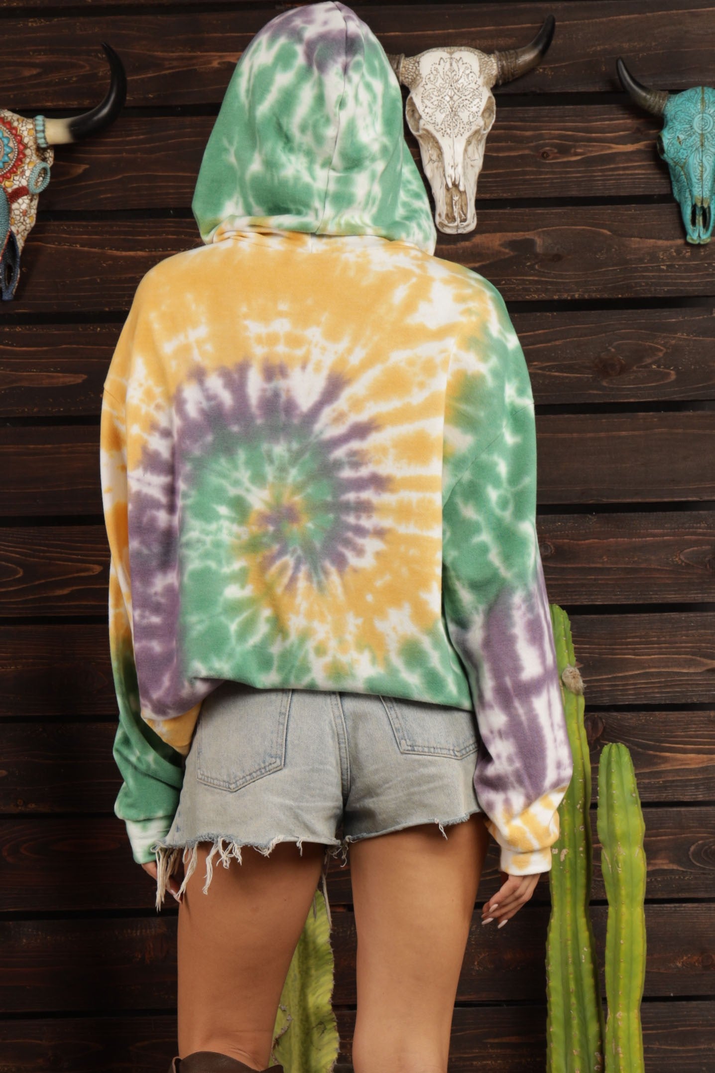 Mardi gras Fringe Hand Tie Dyed Hooded Sweatshirts