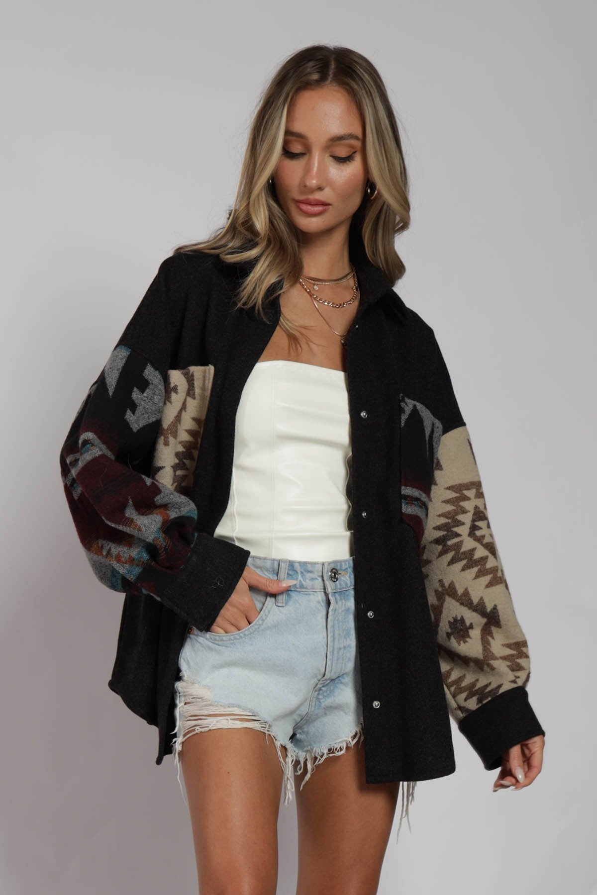 Mallory Contrast Aztec Print Jacket