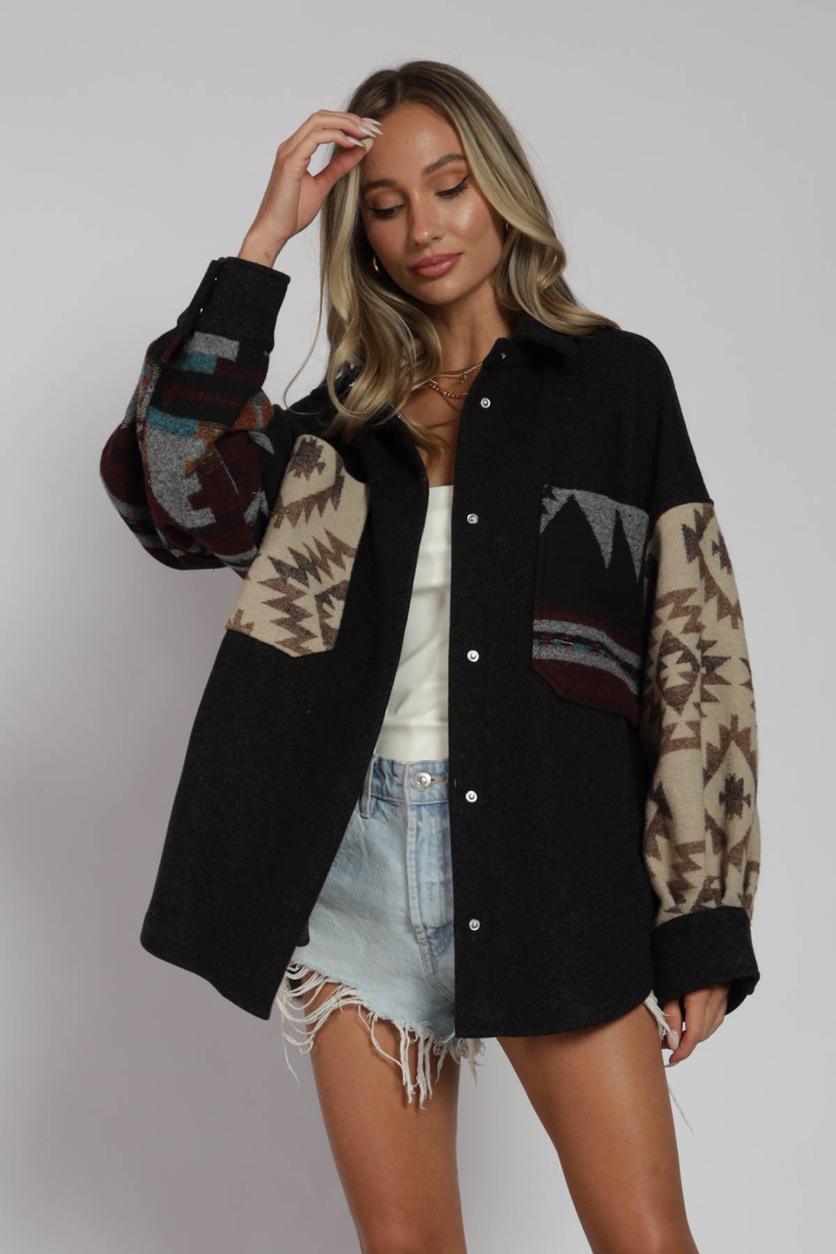 Mallory Contrast Aztec Print Jacket