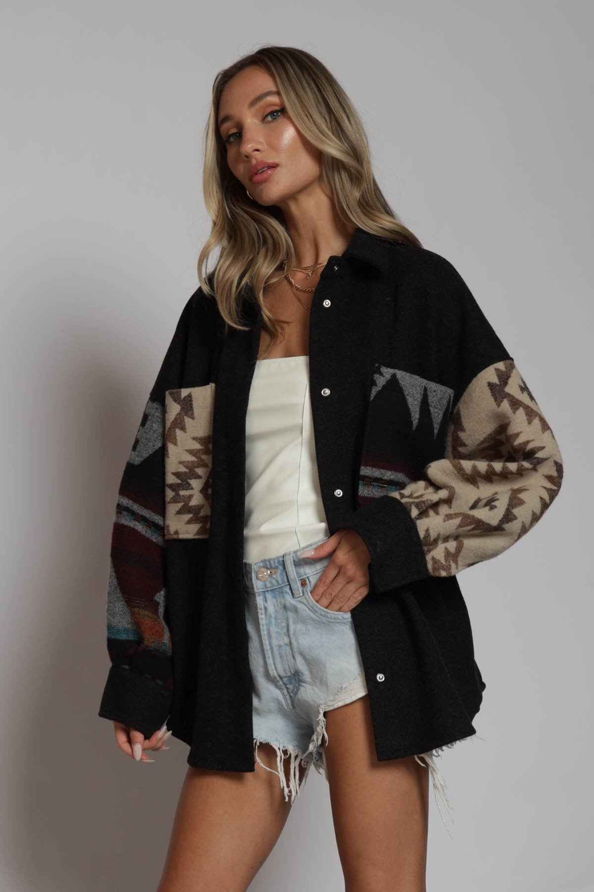 Mallory Contrast Aztec Print Jacket