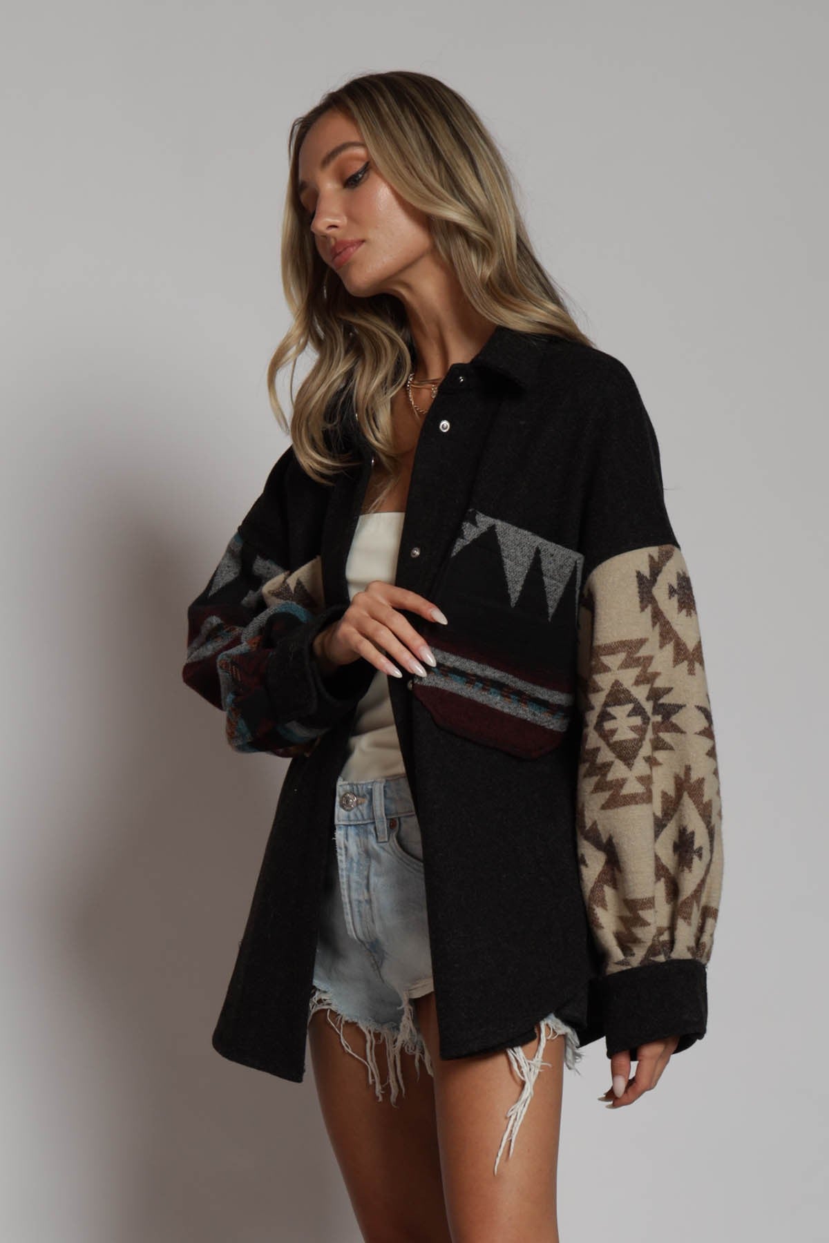 Mallory Contrast Aztec Print Jacket