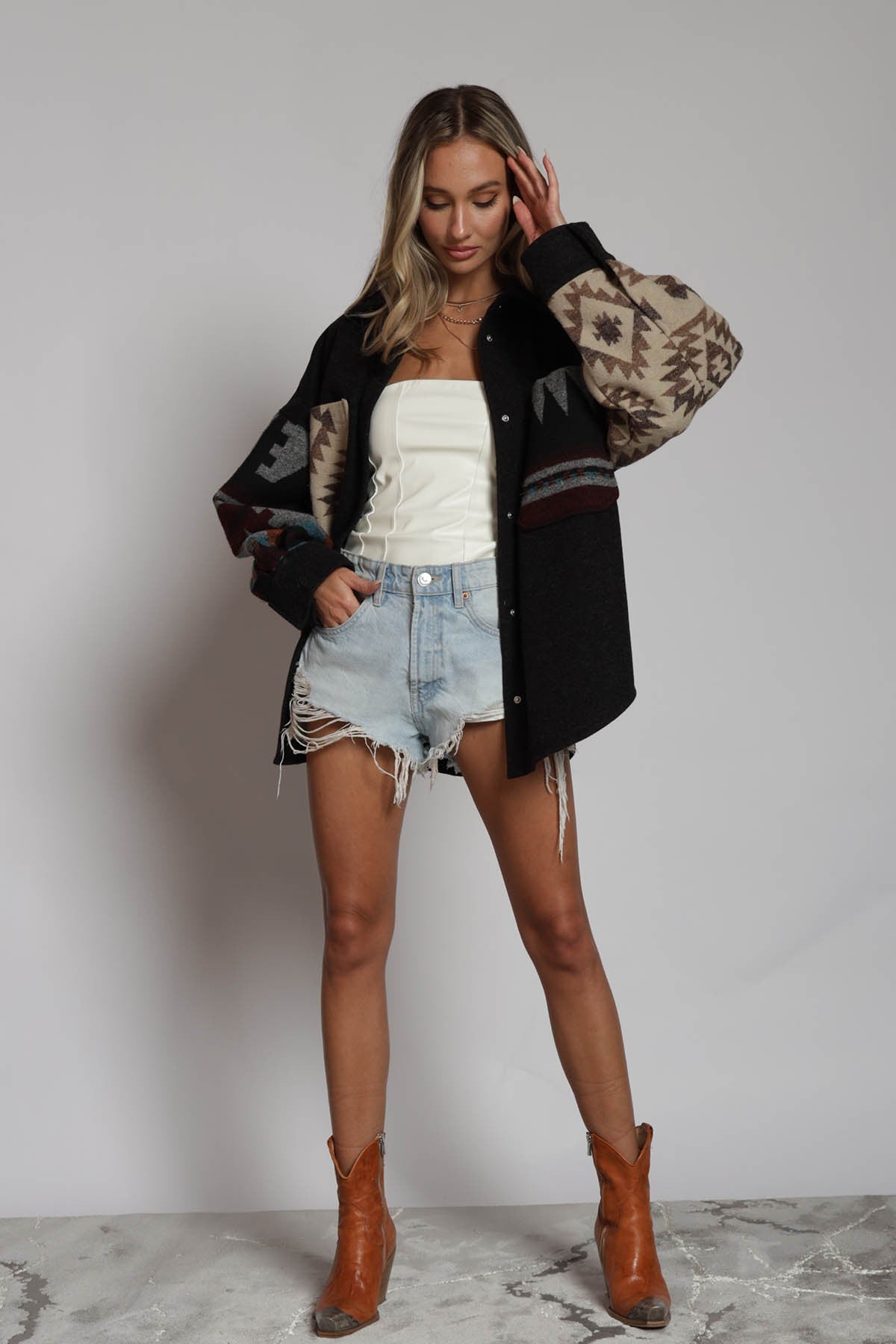 Mallory Contrast Aztec Print Jacket