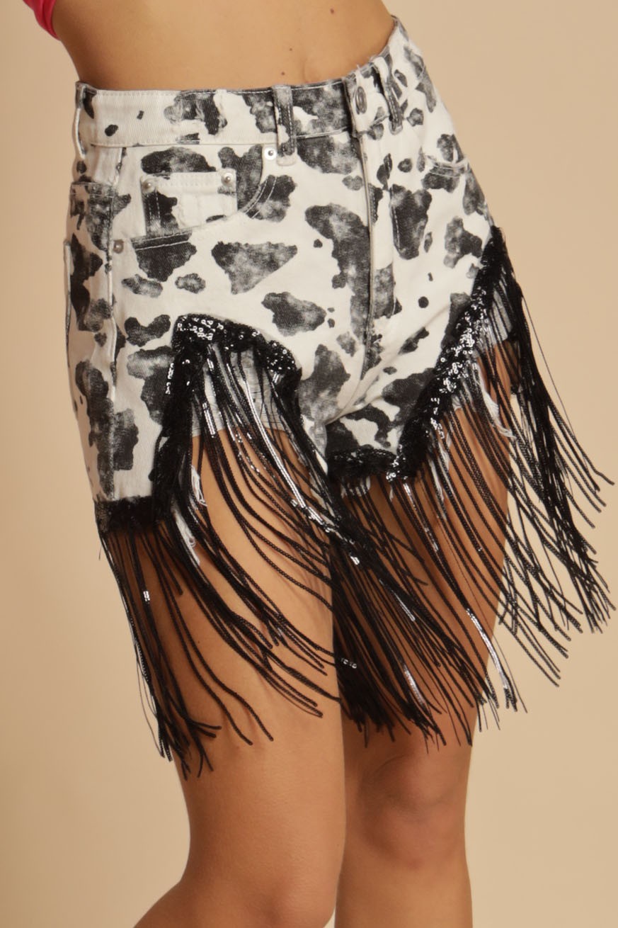 Wild Glam Fringe Denim Shorts