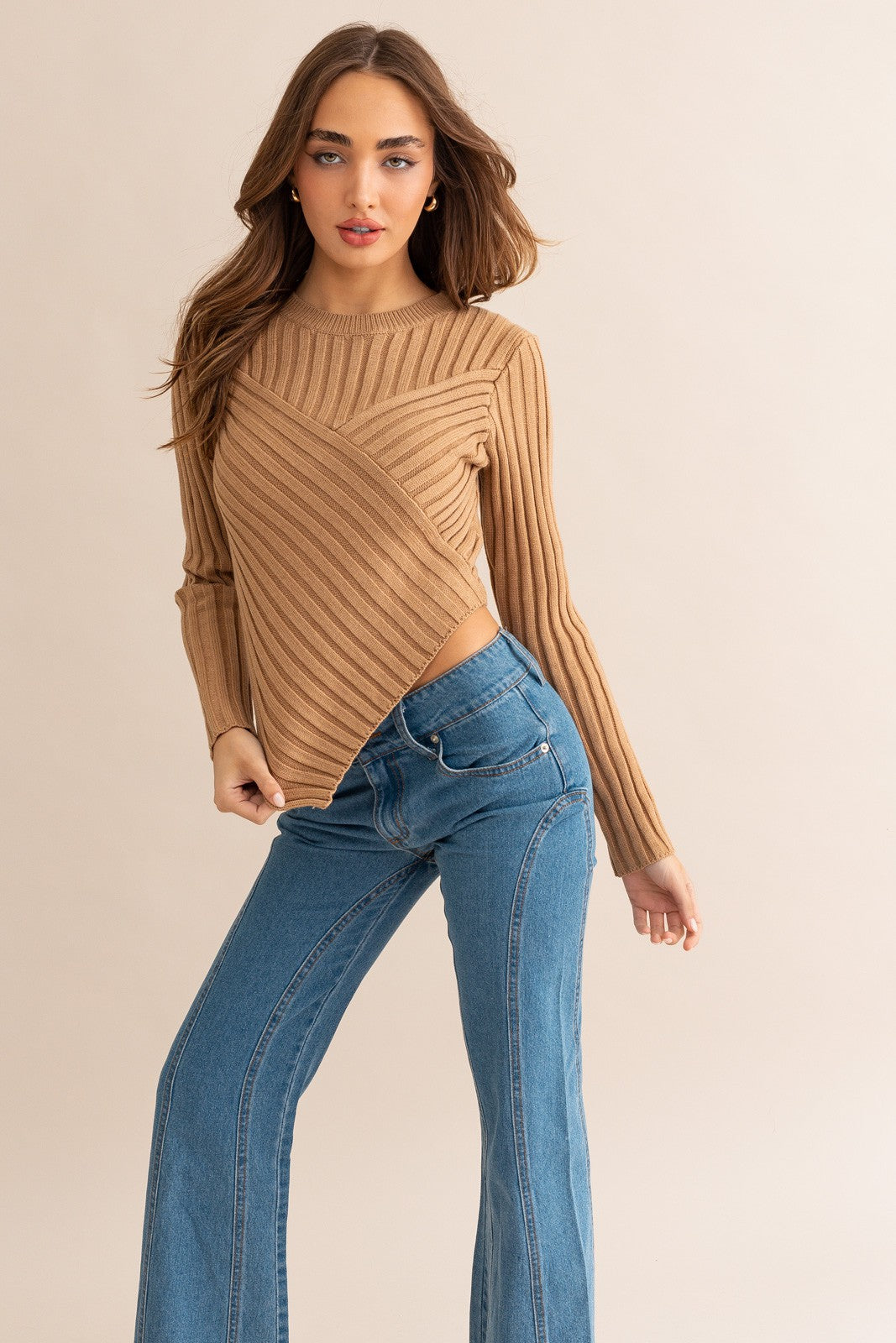 Kimberlee Cross over detailed sweater top