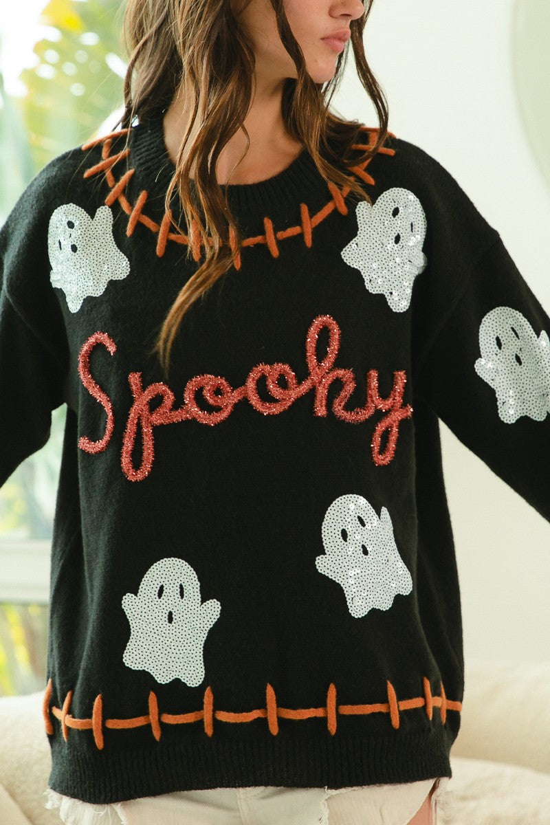 Sequins Ghost Spooky Sweater