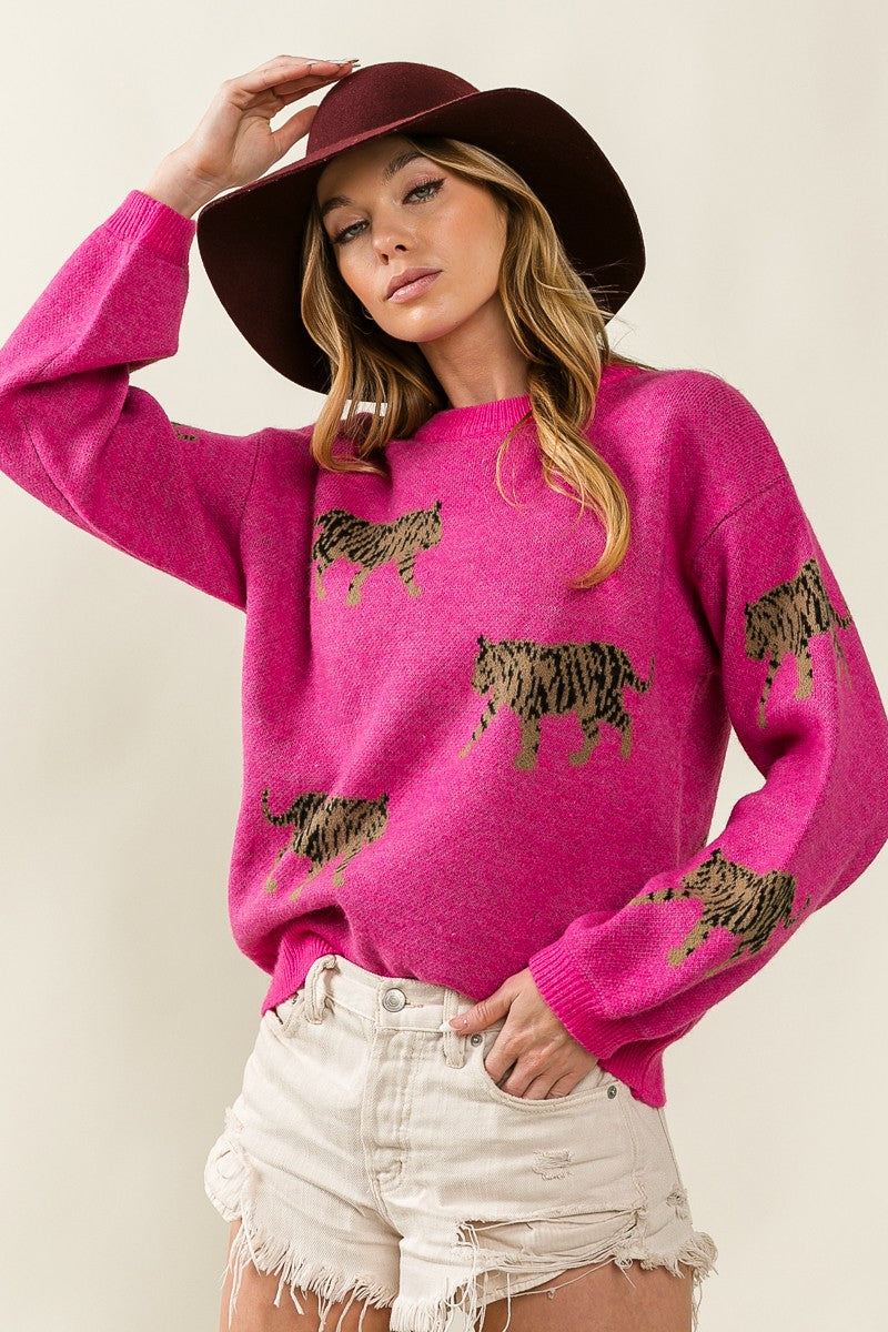 Ellery Tiger Easy Mock Neck Sweater