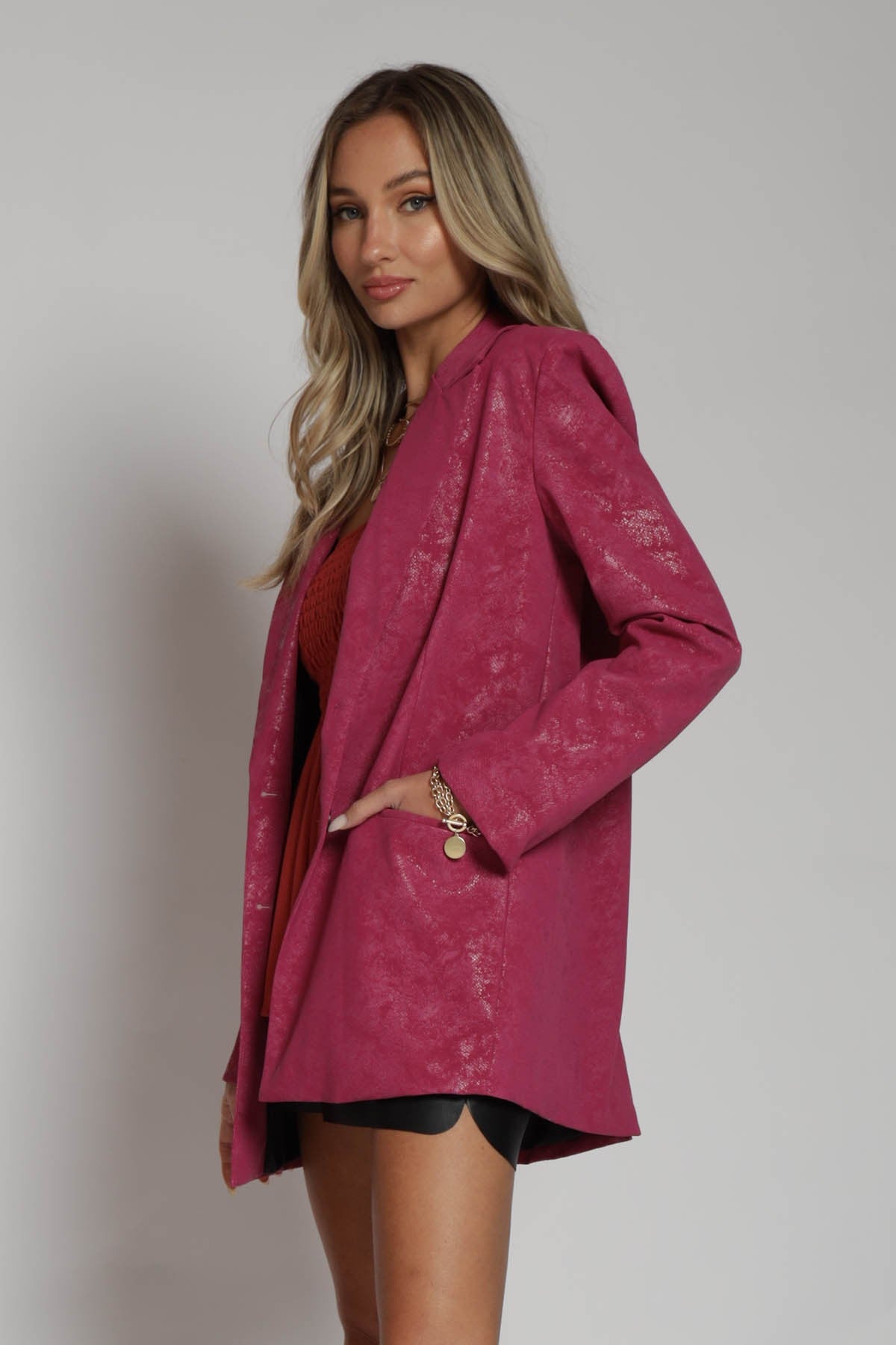 Bridget Faux Leather Blazer