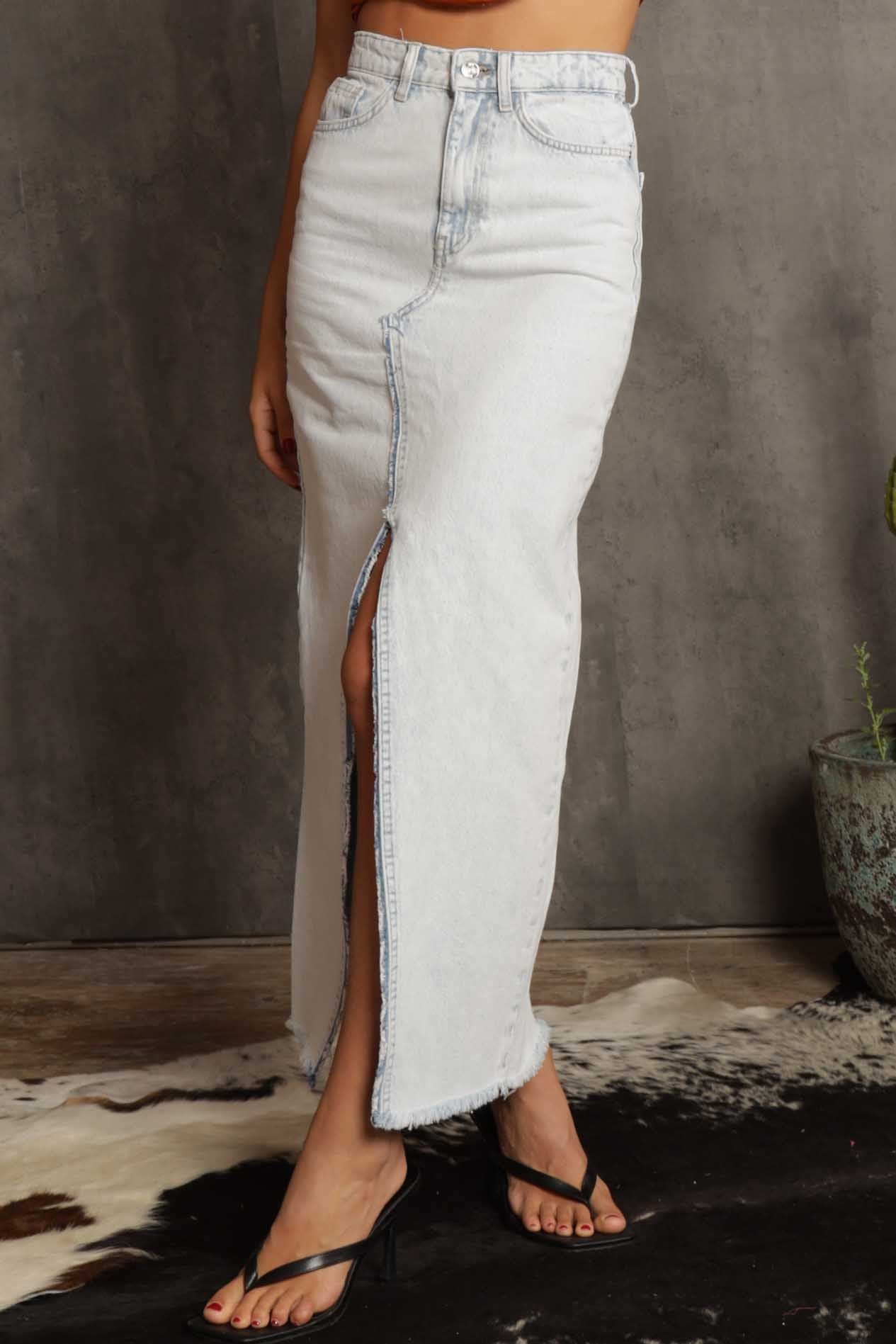 Carsian Denim Slit Skirt