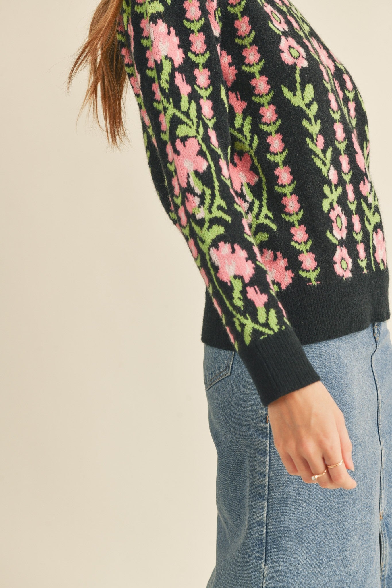 Floral Knit Sweater Top