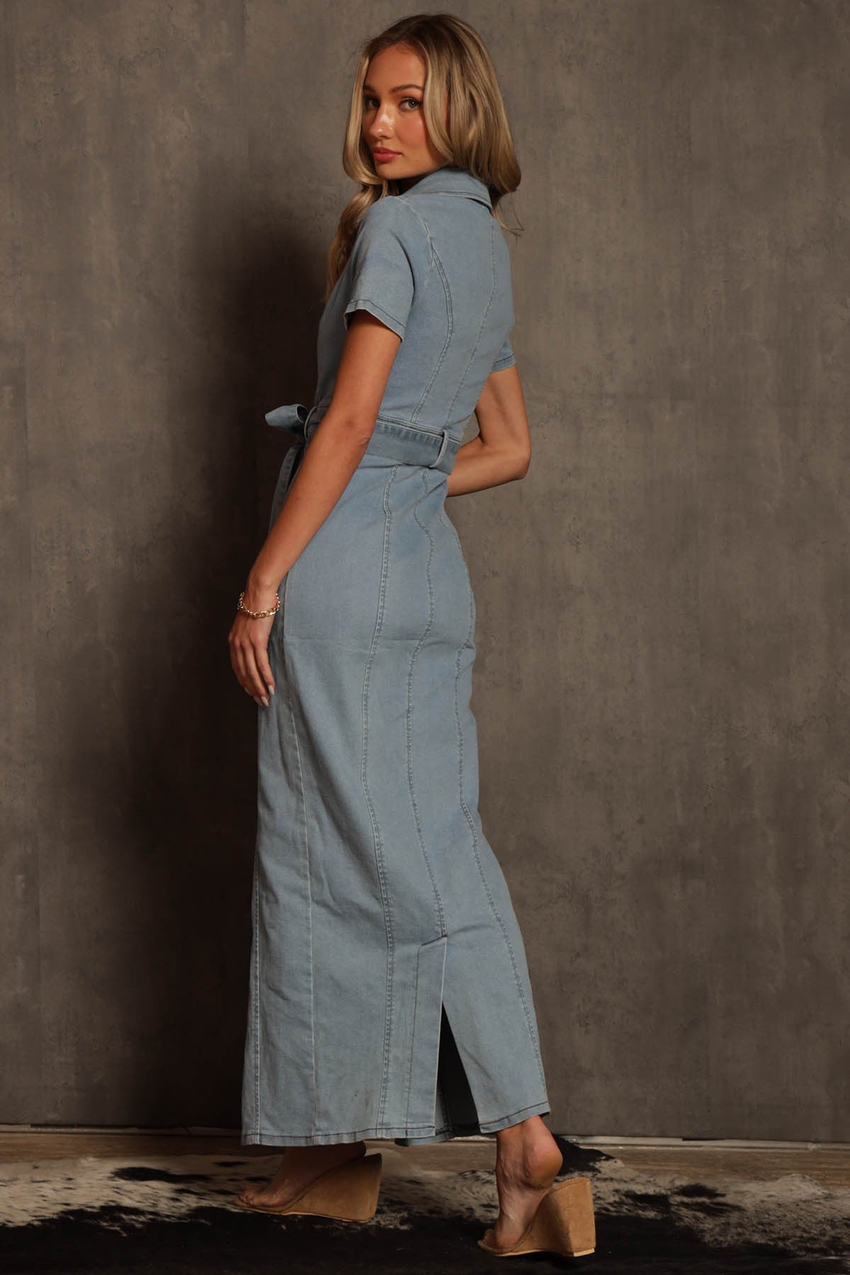 Ella Denim Midi Shirt Dress