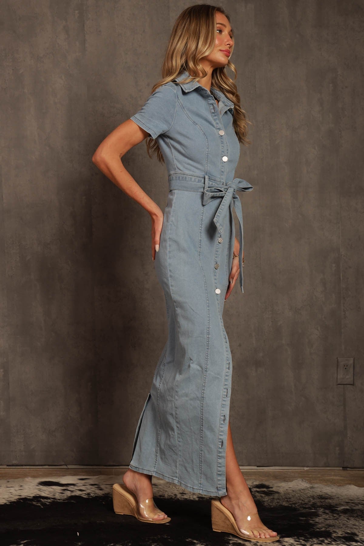 Ella Denim Midi Shirt Dress