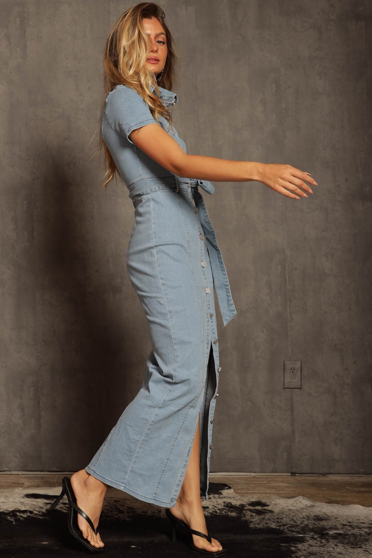 Ella Denim Midi Shirt Dress