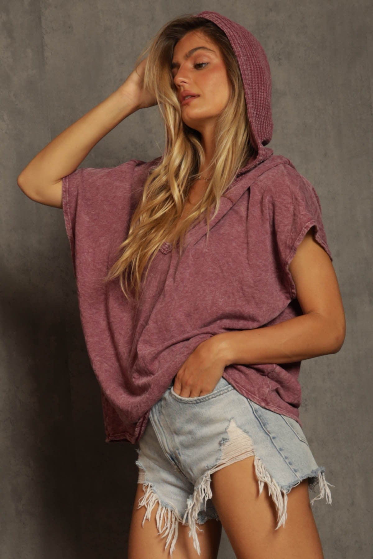 Audrey Mineral Washed Hooded Top