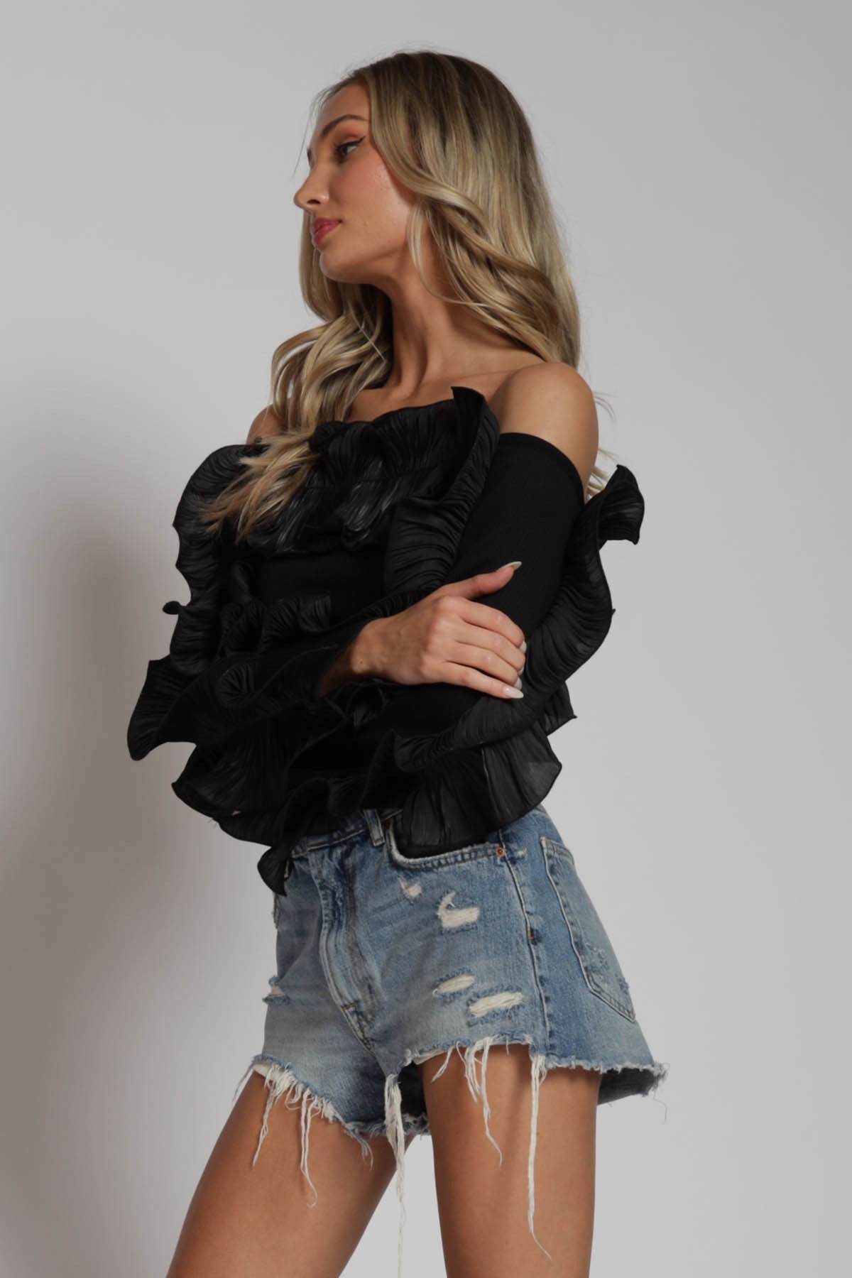 Rachael Double Ruffle Off Shoulder Top