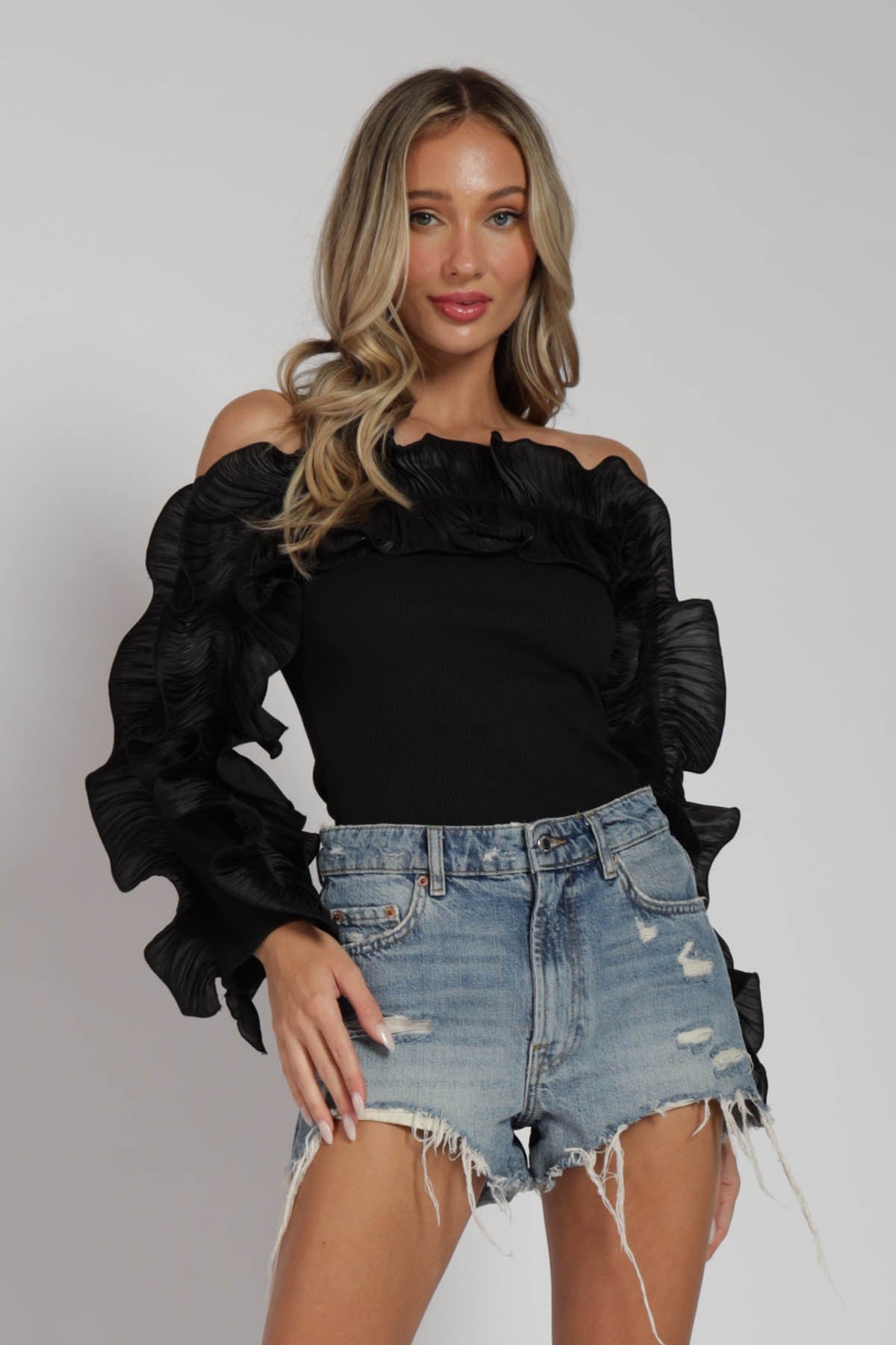 Rachael Double Ruffle Off Shoulder Top