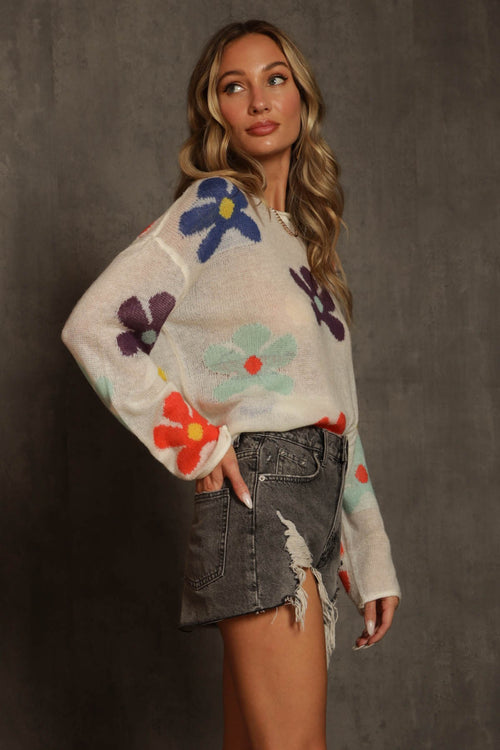 Flower all over knit Sweater
