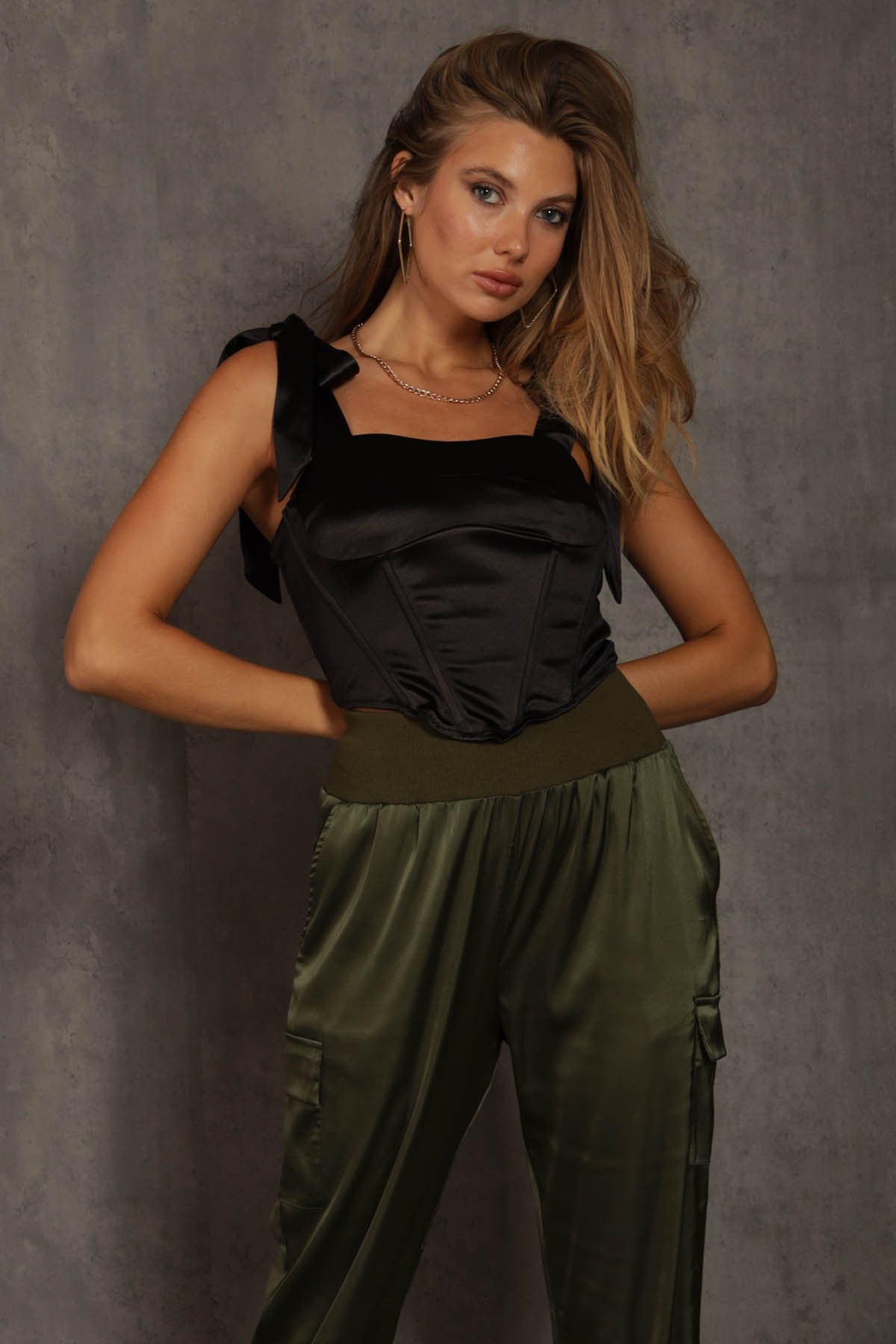 Danica Satin Shoulder Tie Top